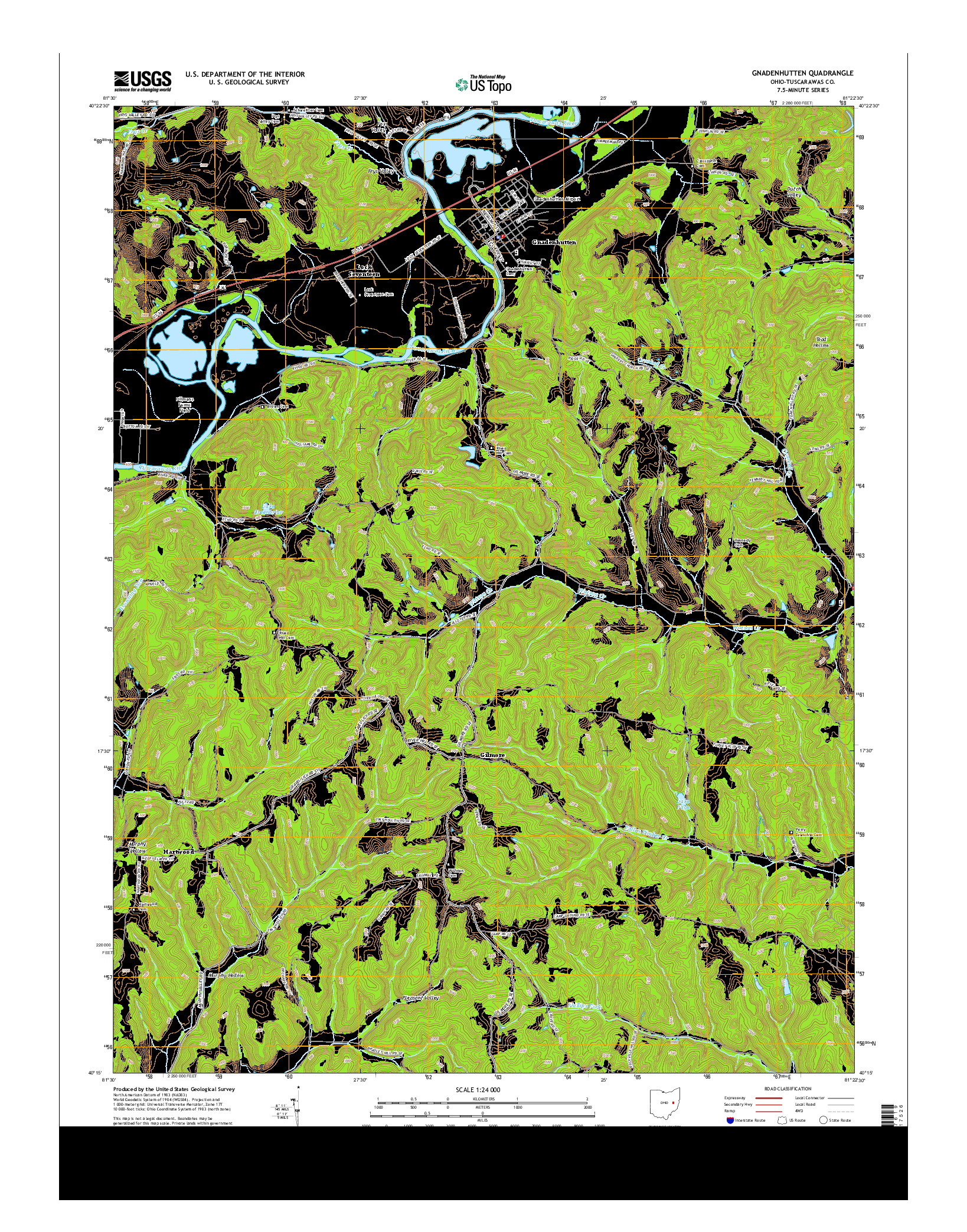 USGS US TOPO 7.5-MINUTE MAP FOR GNADENHUTTEN, OH 2013