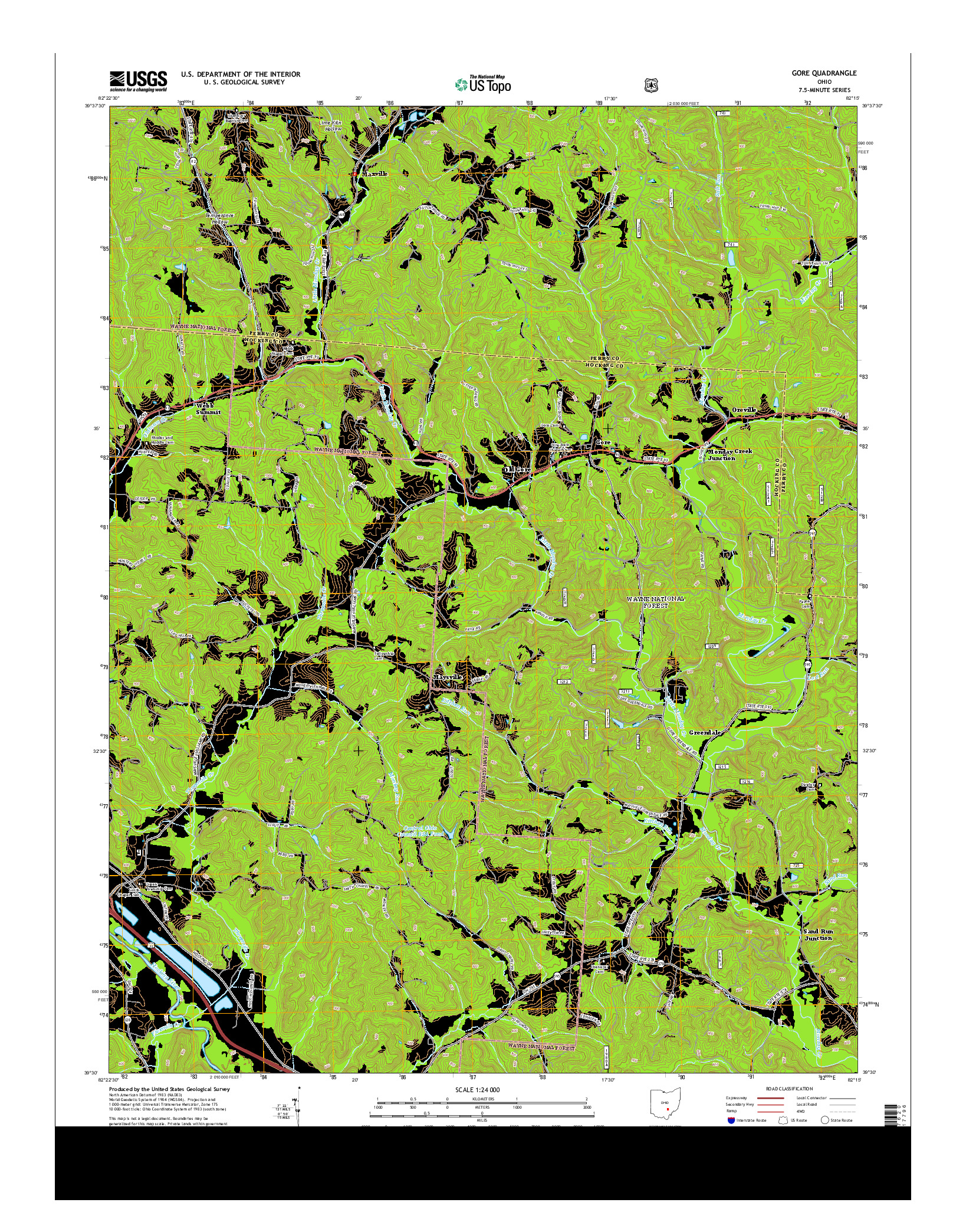 USGS US TOPO 7.5-MINUTE MAP FOR GORE, OH 2013