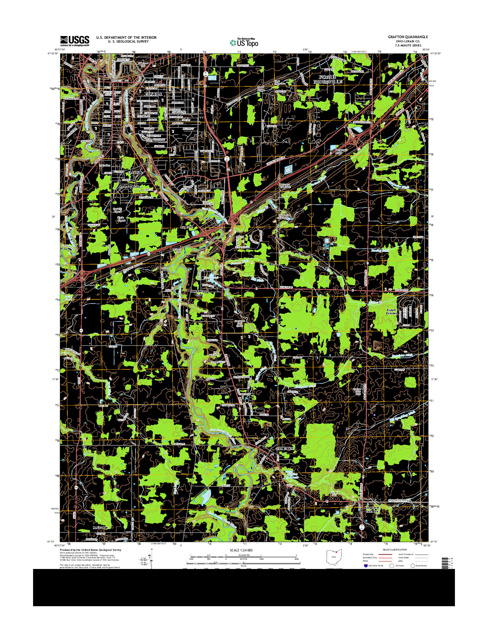 USGS US TOPO 7.5-MINUTE MAP FOR GRAFTON, OH 2013