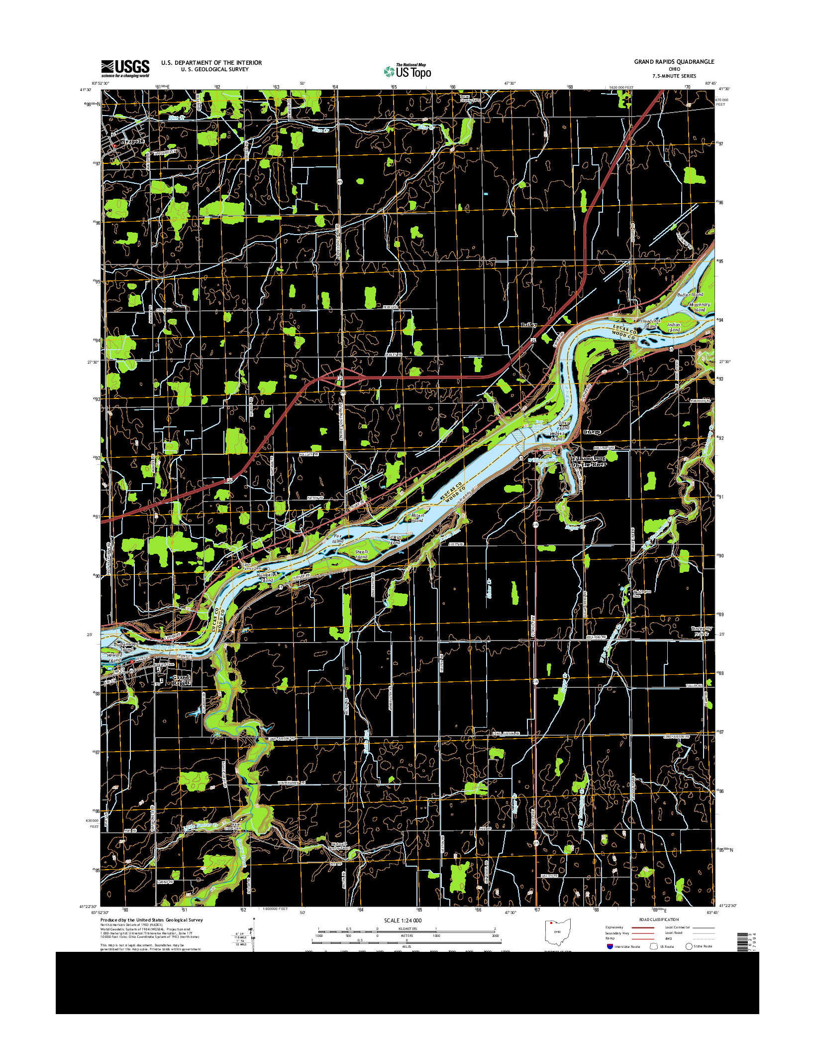 USGS US TOPO 7.5-MINUTE MAP FOR GRAND RAPIDS, OH 2013