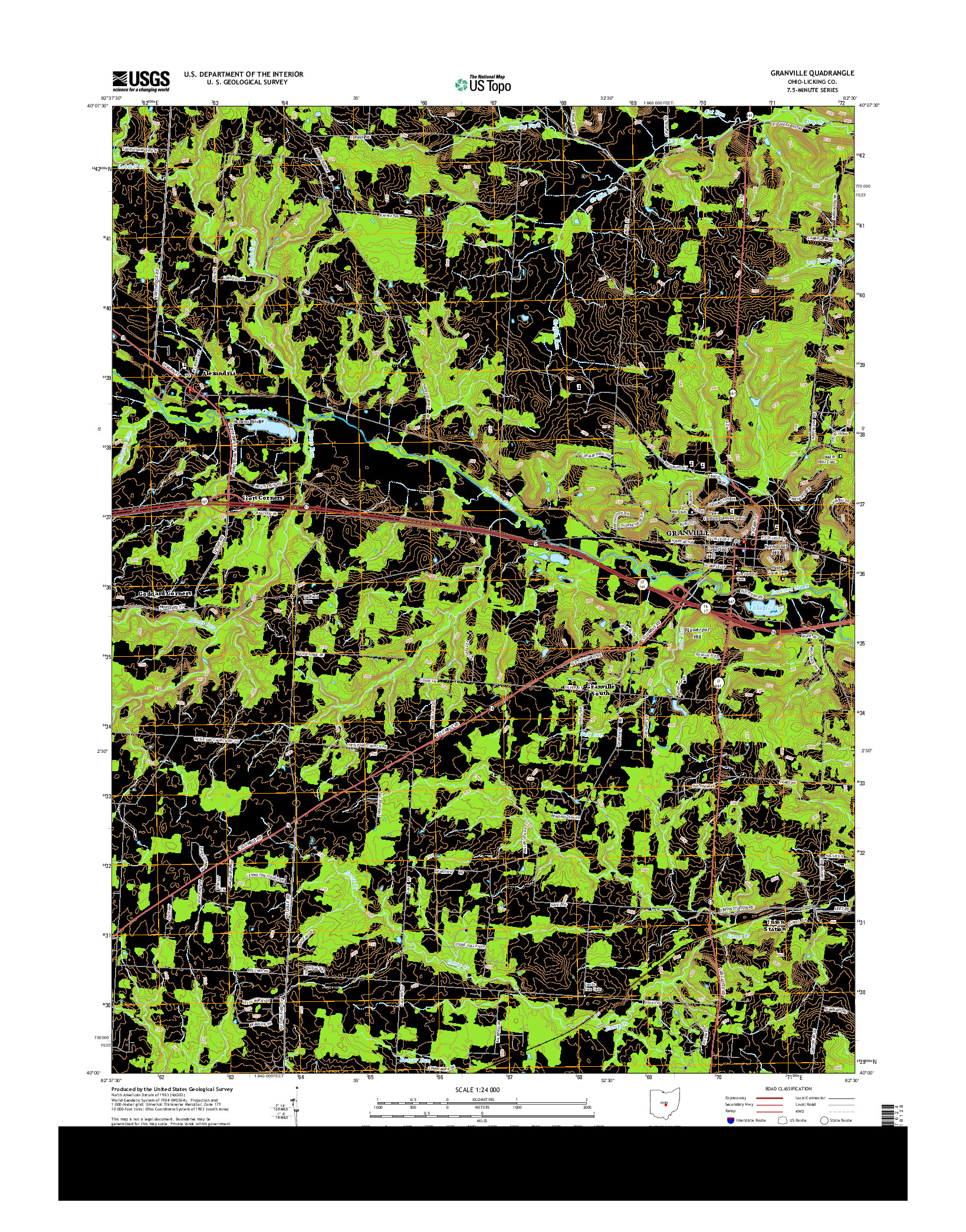 USGS US TOPO 7.5-MINUTE MAP FOR GRANVILLE, OH 2013