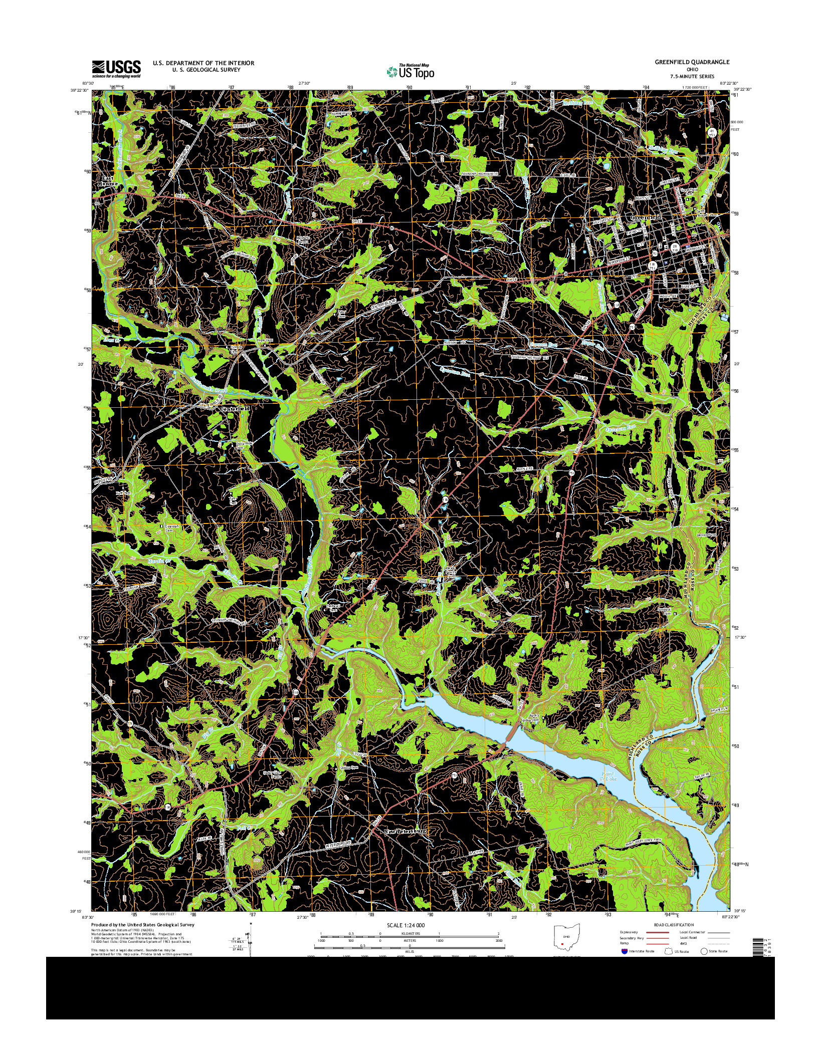 USGS US TOPO 7.5-MINUTE MAP FOR GREENFIELD, OH 2013
