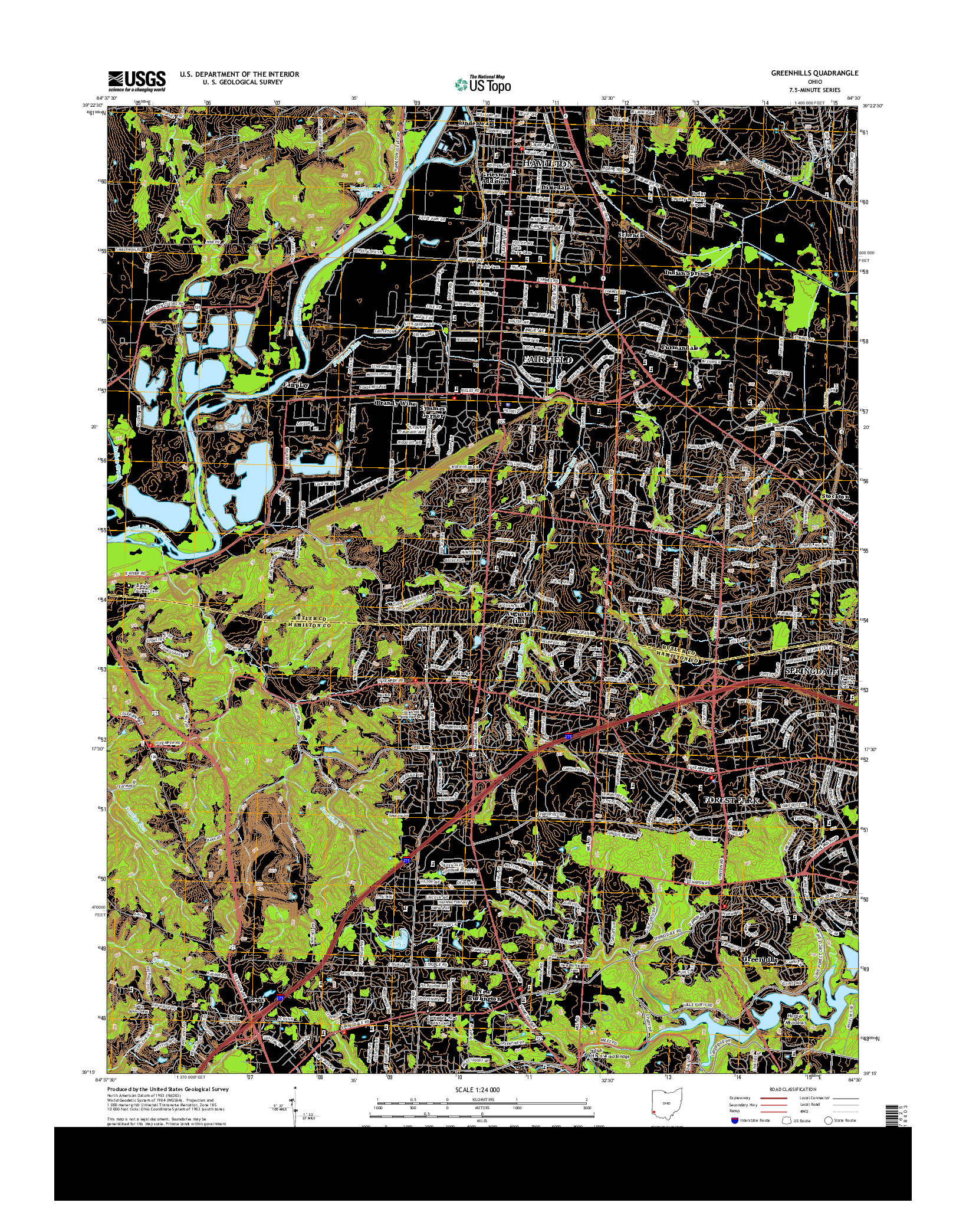 USGS US TOPO 7.5-MINUTE MAP FOR GREENHILLS, OH 2013