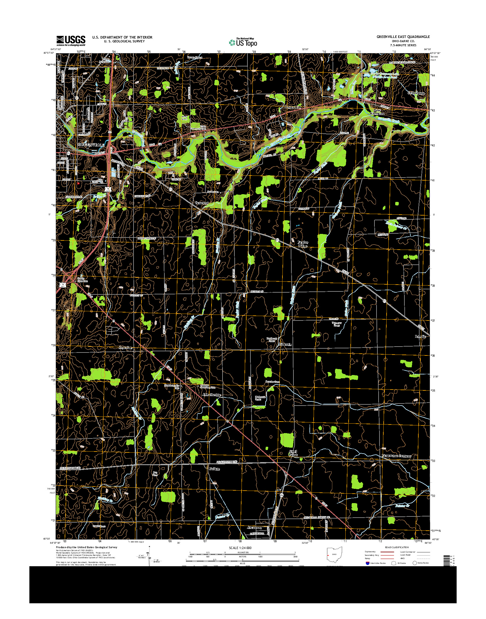 USGS US TOPO 7.5-MINUTE MAP FOR GREENVILLE EAST, OH 2013