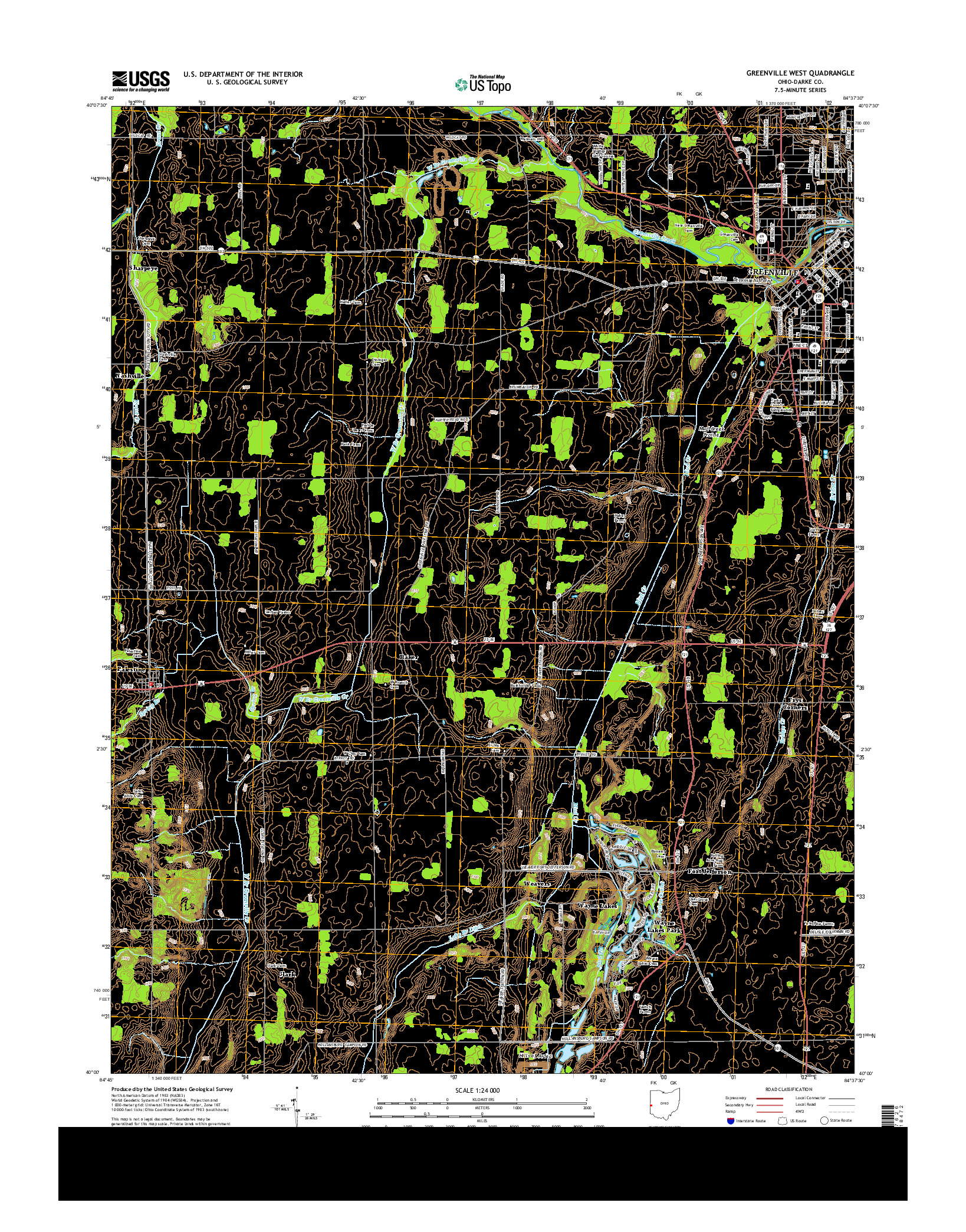 USGS US TOPO 7.5-MINUTE MAP FOR GREENVILLE WEST, OH 2013