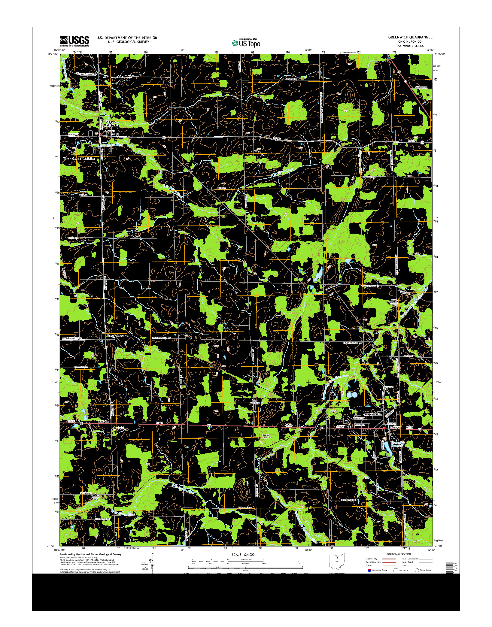 USGS US TOPO 7.5-MINUTE MAP FOR GREENWICH, OH 2013