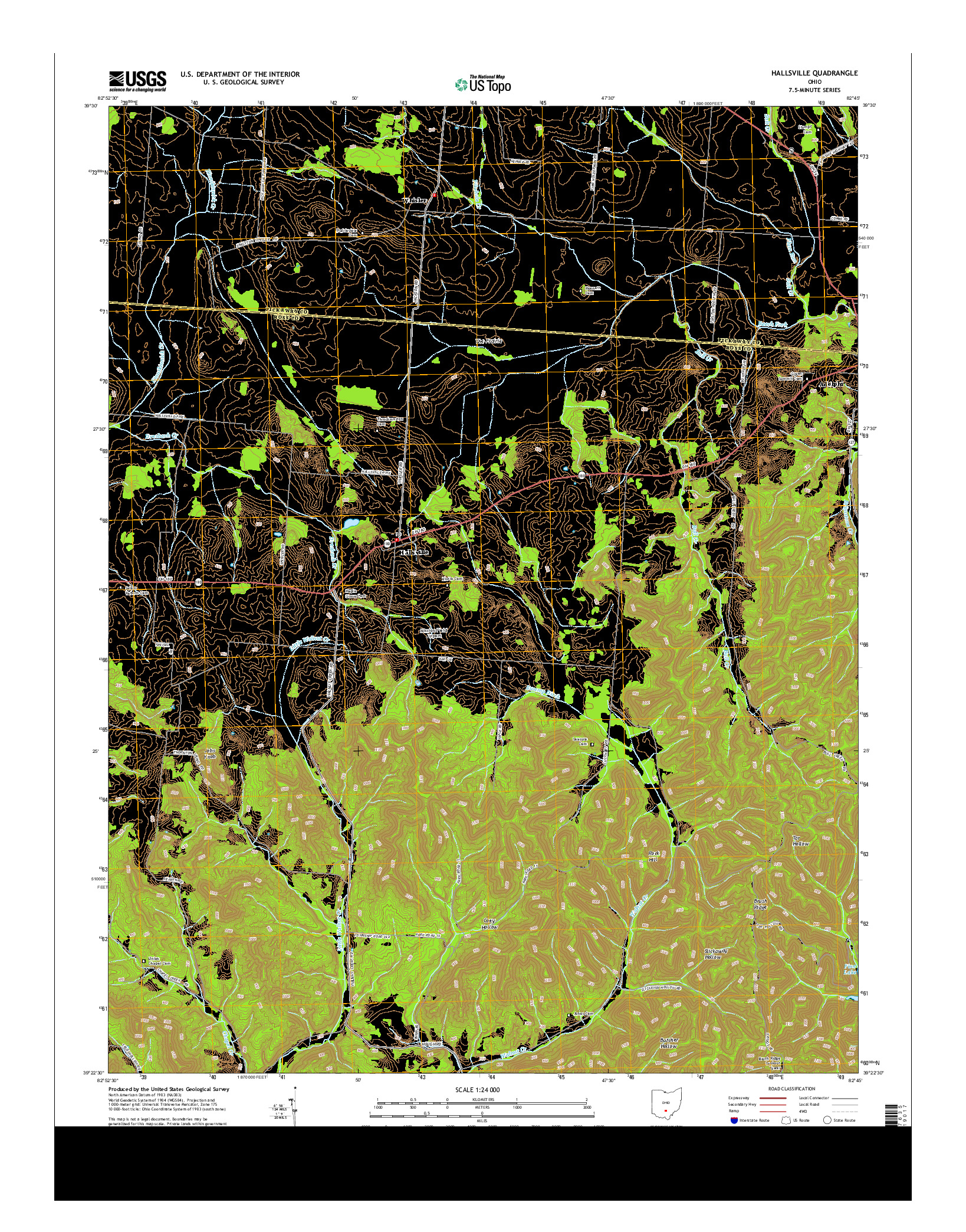 USGS US TOPO 7.5-MINUTE MAP FOR HALLSVILLE, OH 2013