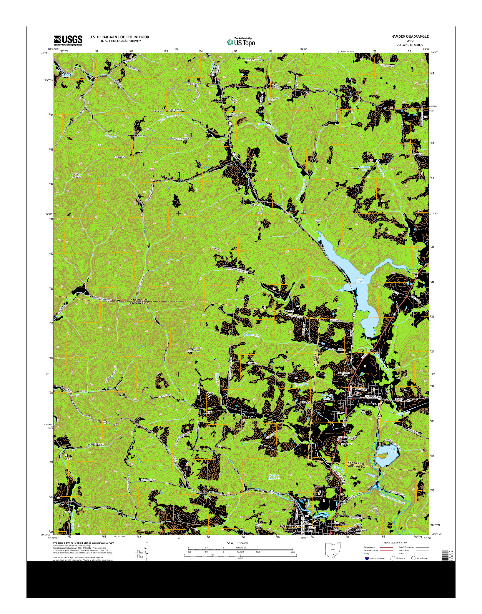 USGS US TOPO 7.5-MINUTE MAP FOR HAMDEN, OH 2013