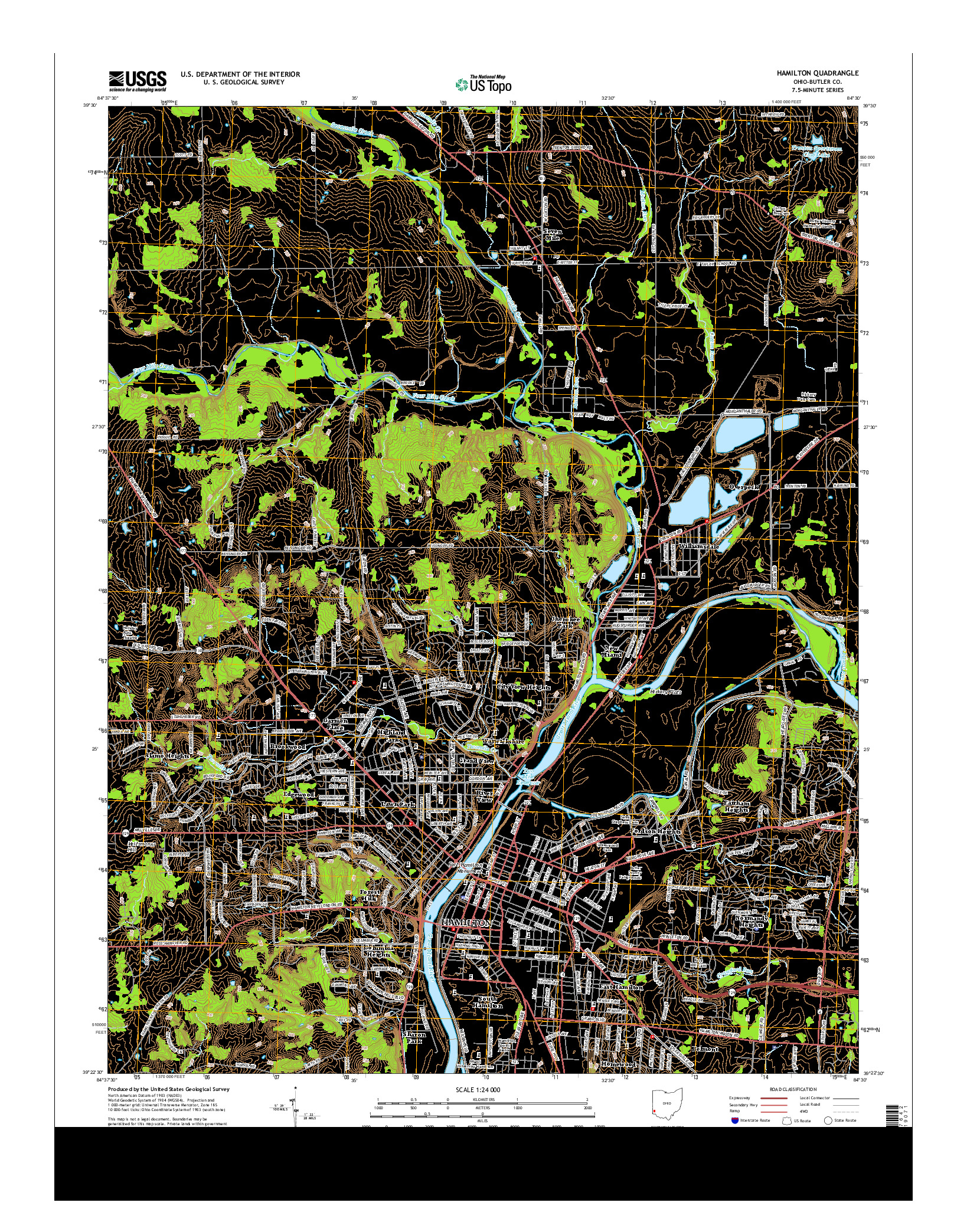 USGS US TOPO 7.5-MINUTE MAP FOR HAMILTON, OH 2013