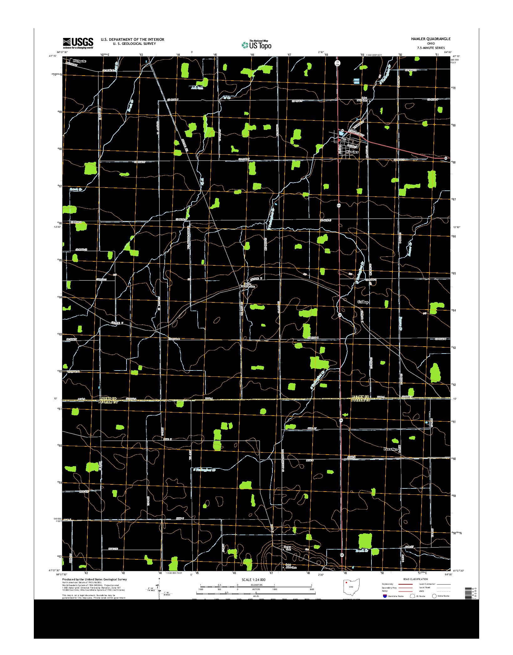 USGS US TOPO 7.5-MINUTE MAP FOR HAMLER, OH 2013