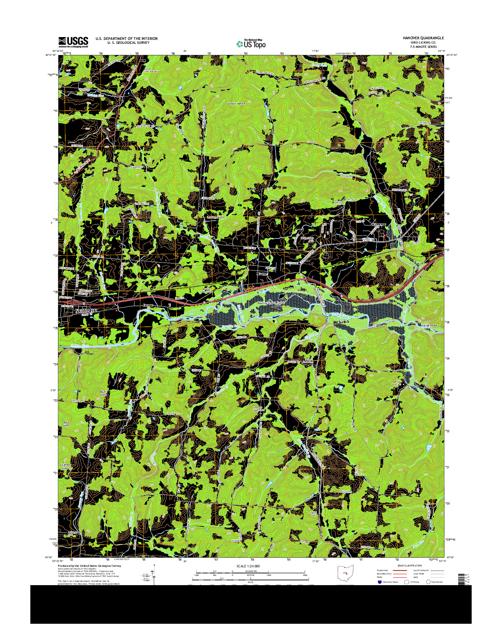USGS US TOPO 7.5-MINUTE MAP FOR HANOVER, OH 2013