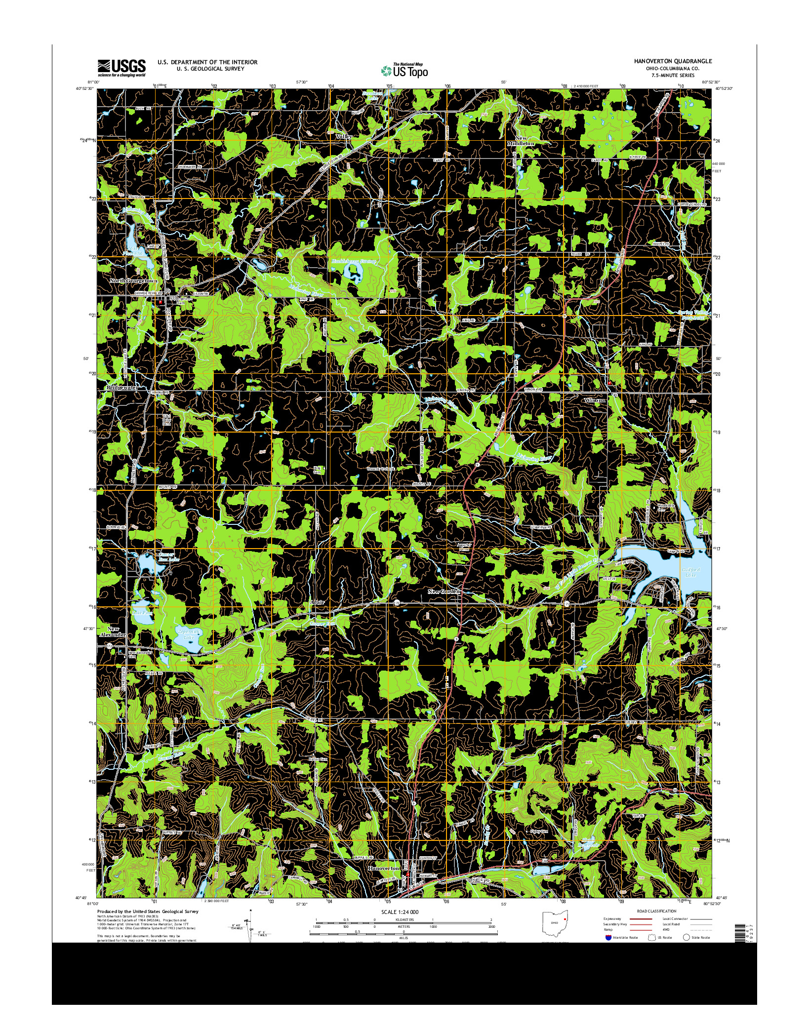 USGS US TOPO 7.5-MINUTE MAP FOR HANOVERTON, OH 2013