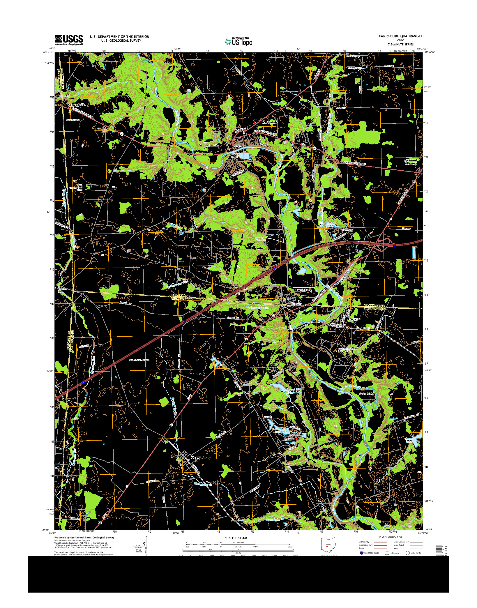 USGS US TOPO 7.5-MINUTE MAP FOR HARRISBURG, OH 2013