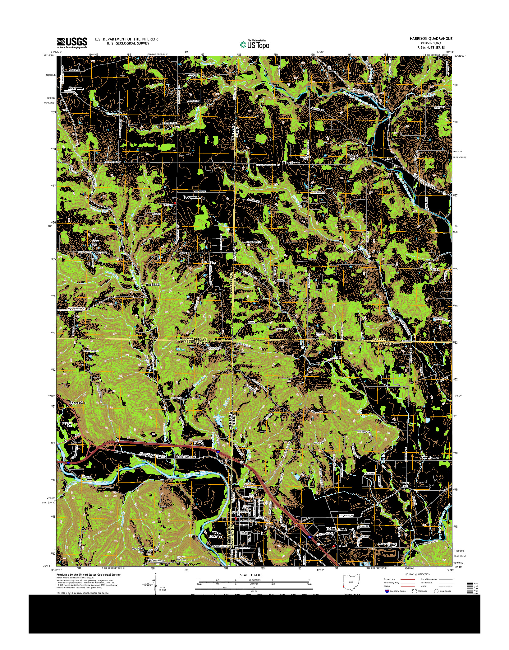 USGS US TOPO 7.5-MINUTE MAP FOR HARRISON, OH-IN 2013