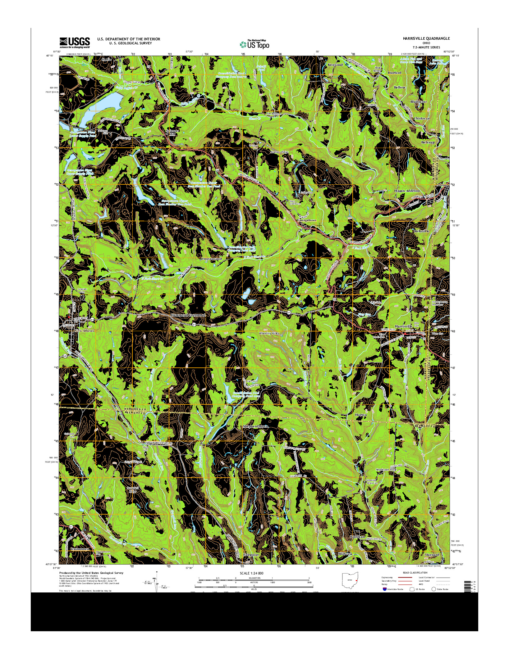 USGS US TOPO 7.5-MINUTE MAP FOR HARRISVILLE, OH 2013