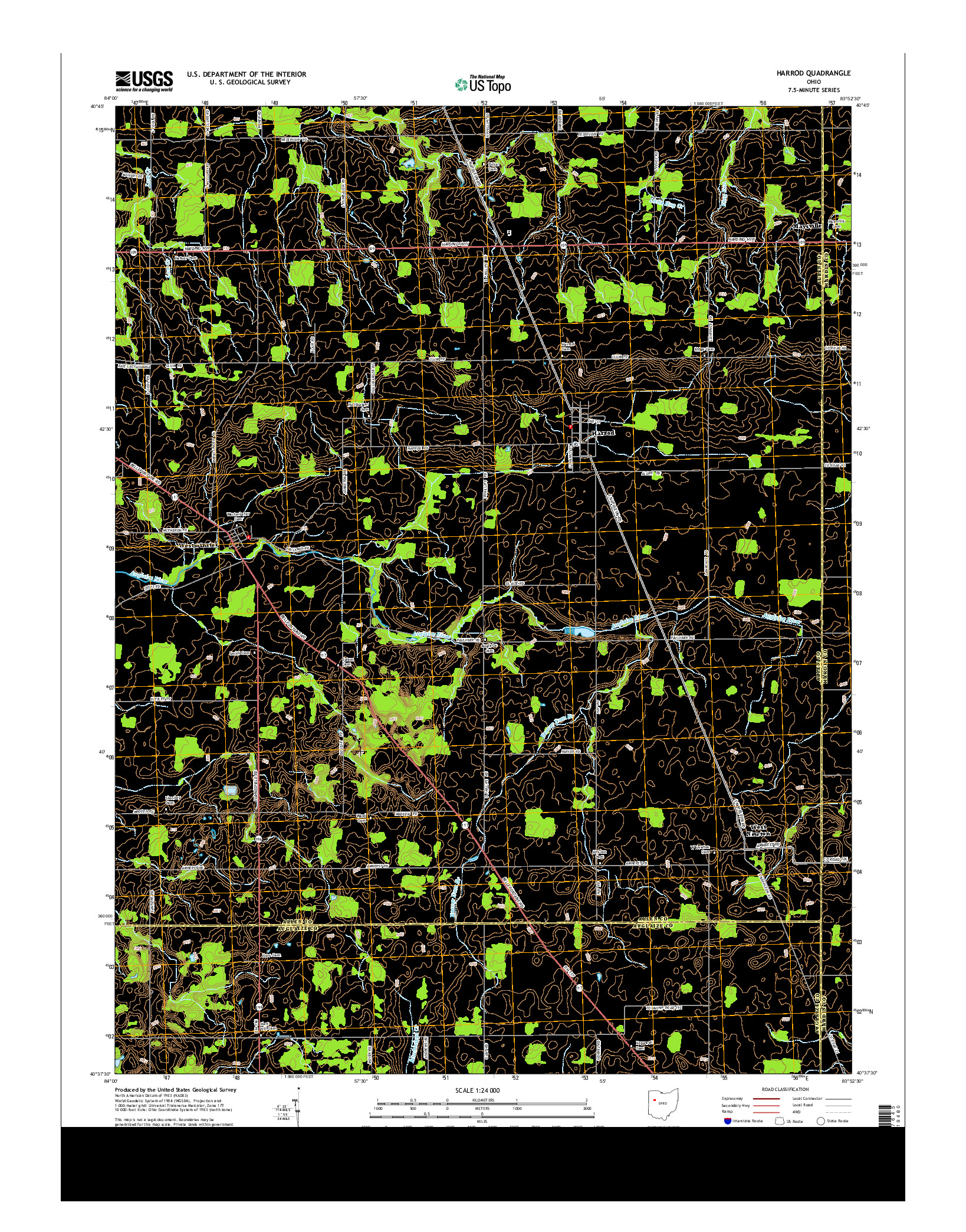 USGS US TOPO 7.5-MINUTE MAP FOR HARROD, OH 2013