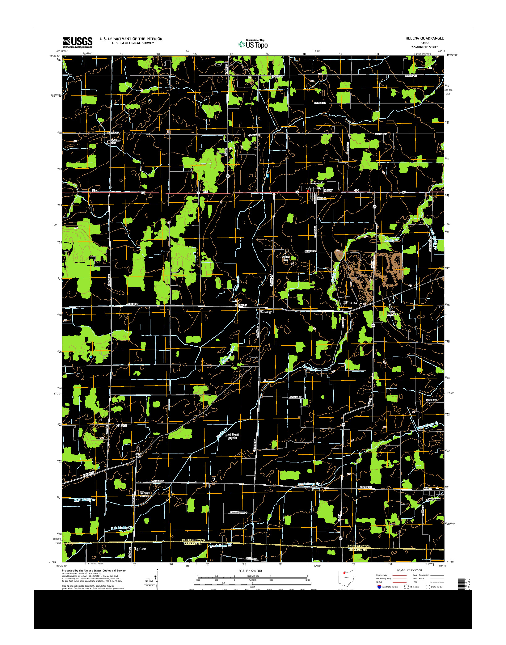 USGS US TOPO 7.5-MINUTE MAP FOR HELENA, OH 2013