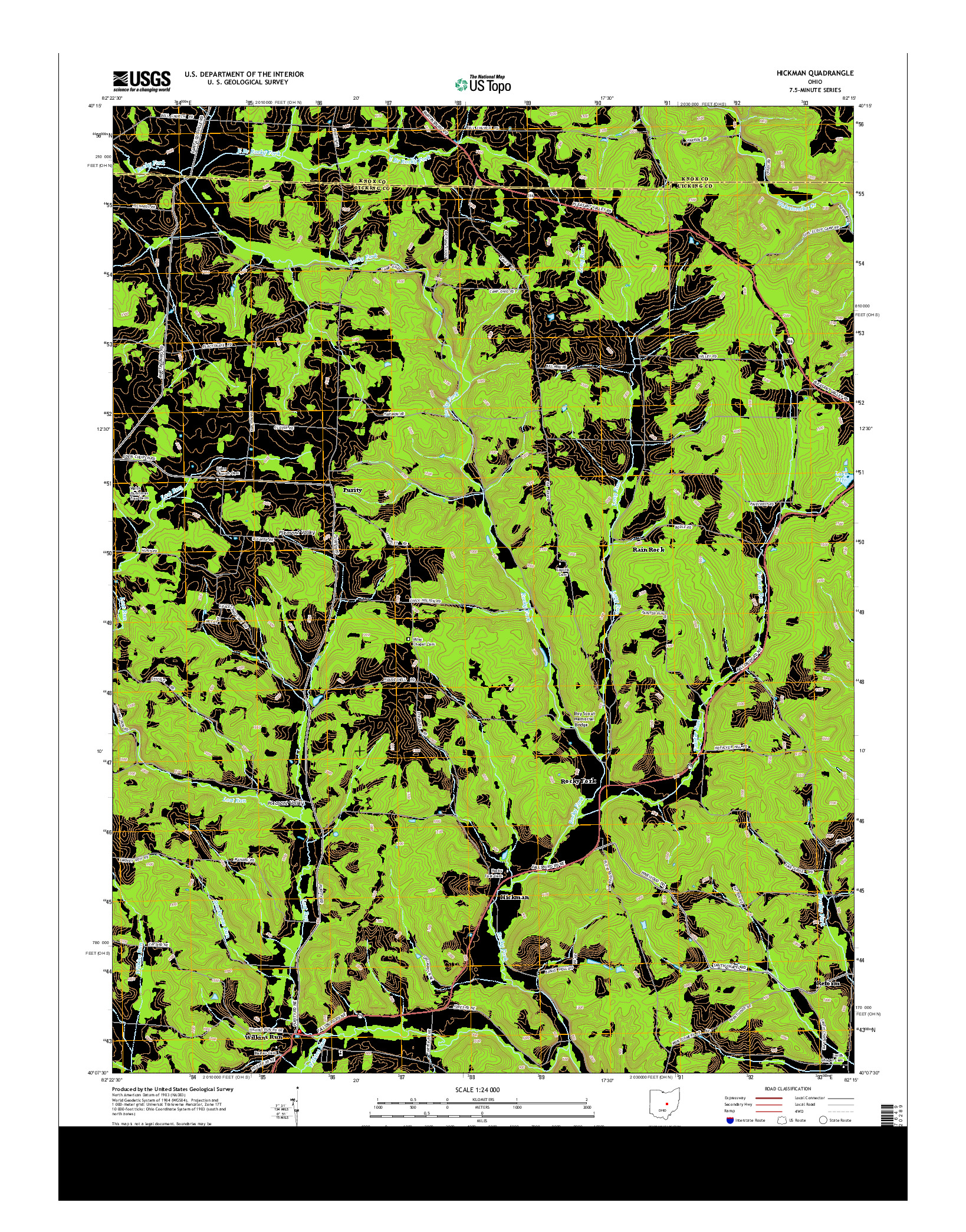 USGS US TOPO 7.5-MINUTE MAP FOR HICKMAN, OH 2013