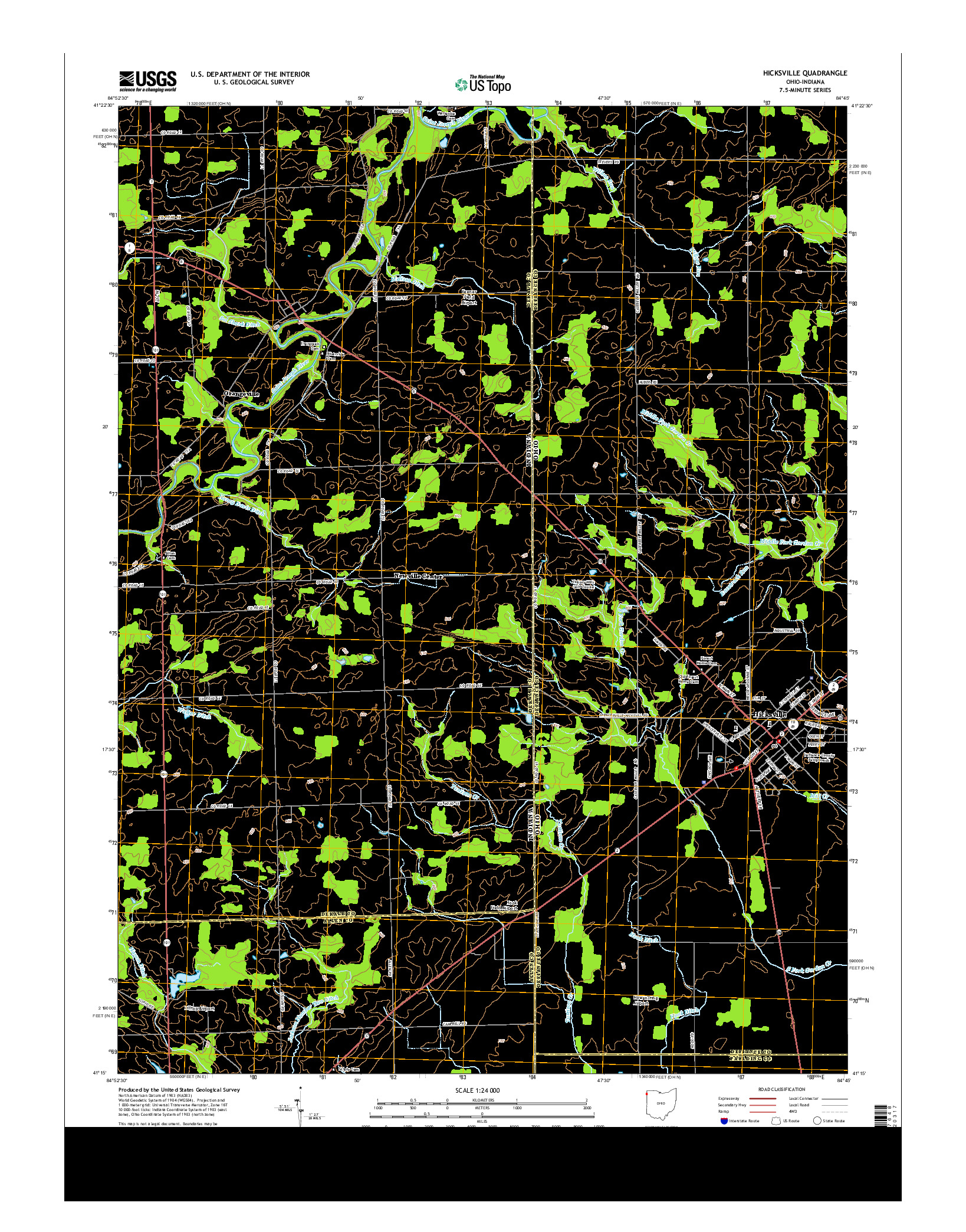 USGS US TOPO 7.5-MINUTE MAP FOR HICKSVILLE, OH-IN 2013