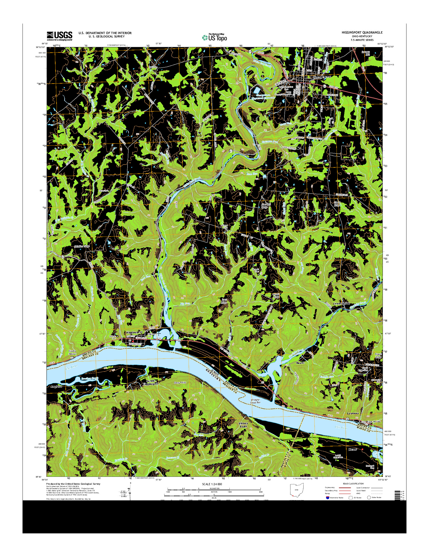 USGS US TOPO 7.5-MINUTE MAP FOR HIGGINSPORT, OH-KY 2013