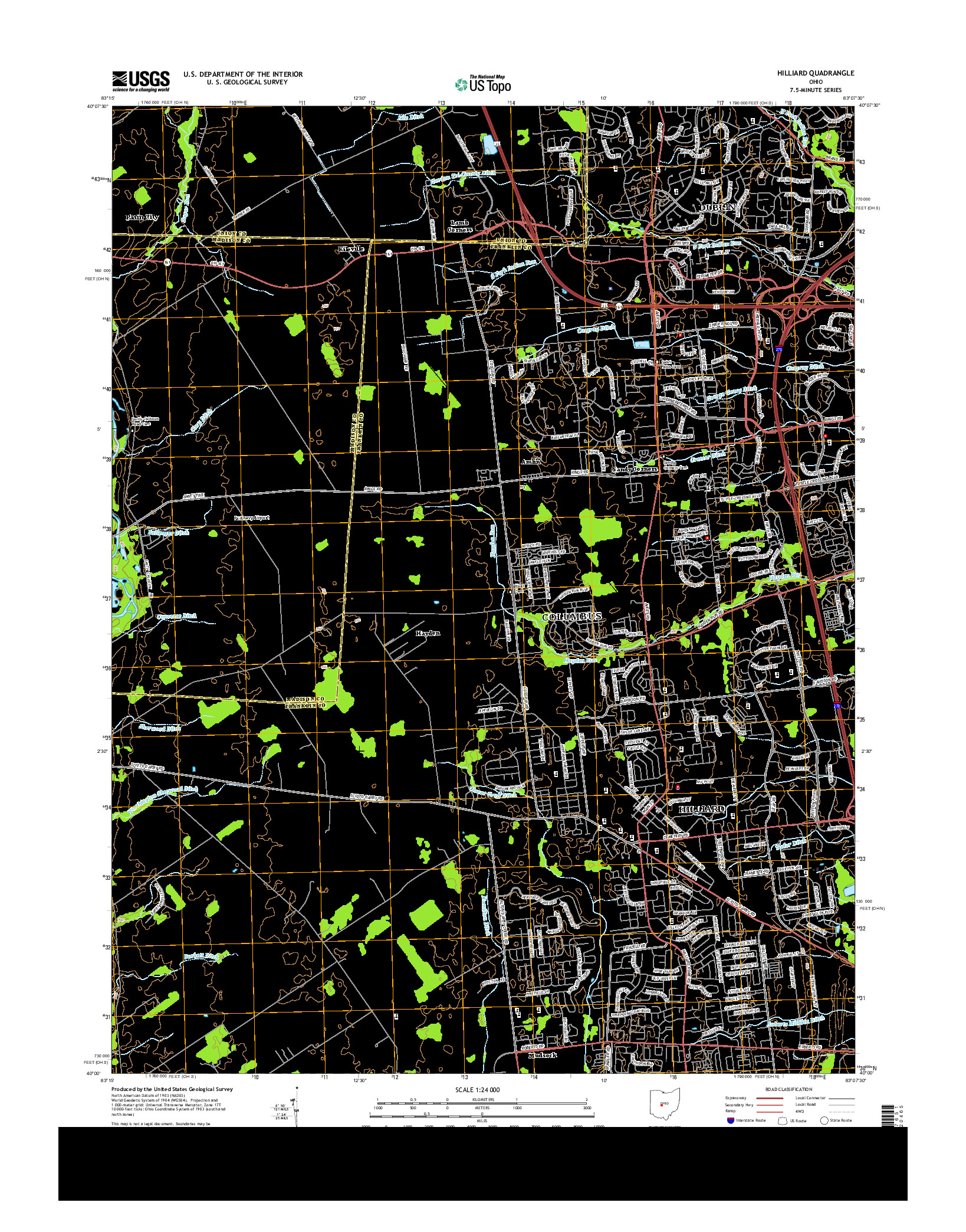 USGS US TOPO 7.5-MINUTE MAP FOR HILLIARD, OH 2013