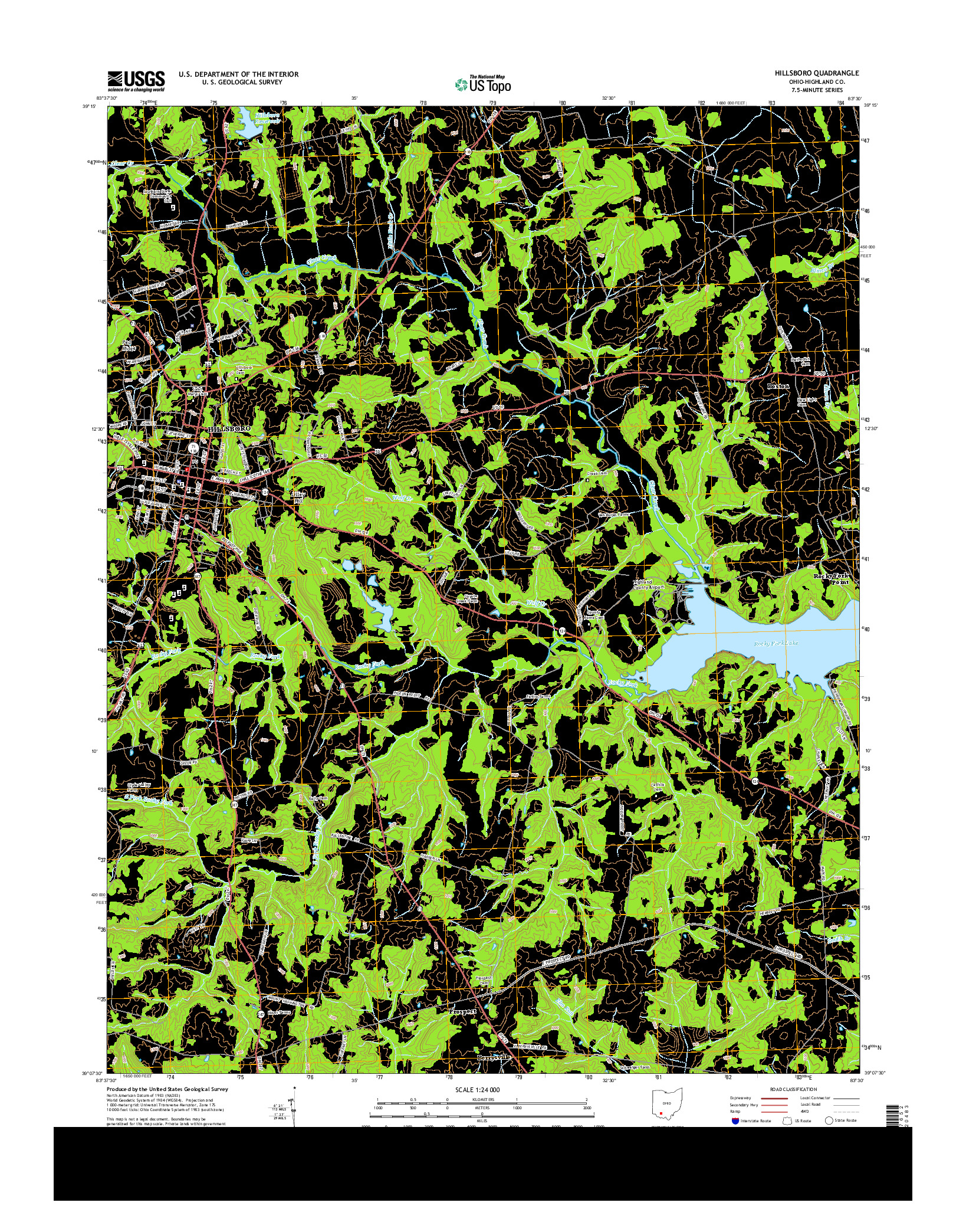 USGS US TOPO 7.5-MINUTE MAP FOR HILLSBORO, OH 2013