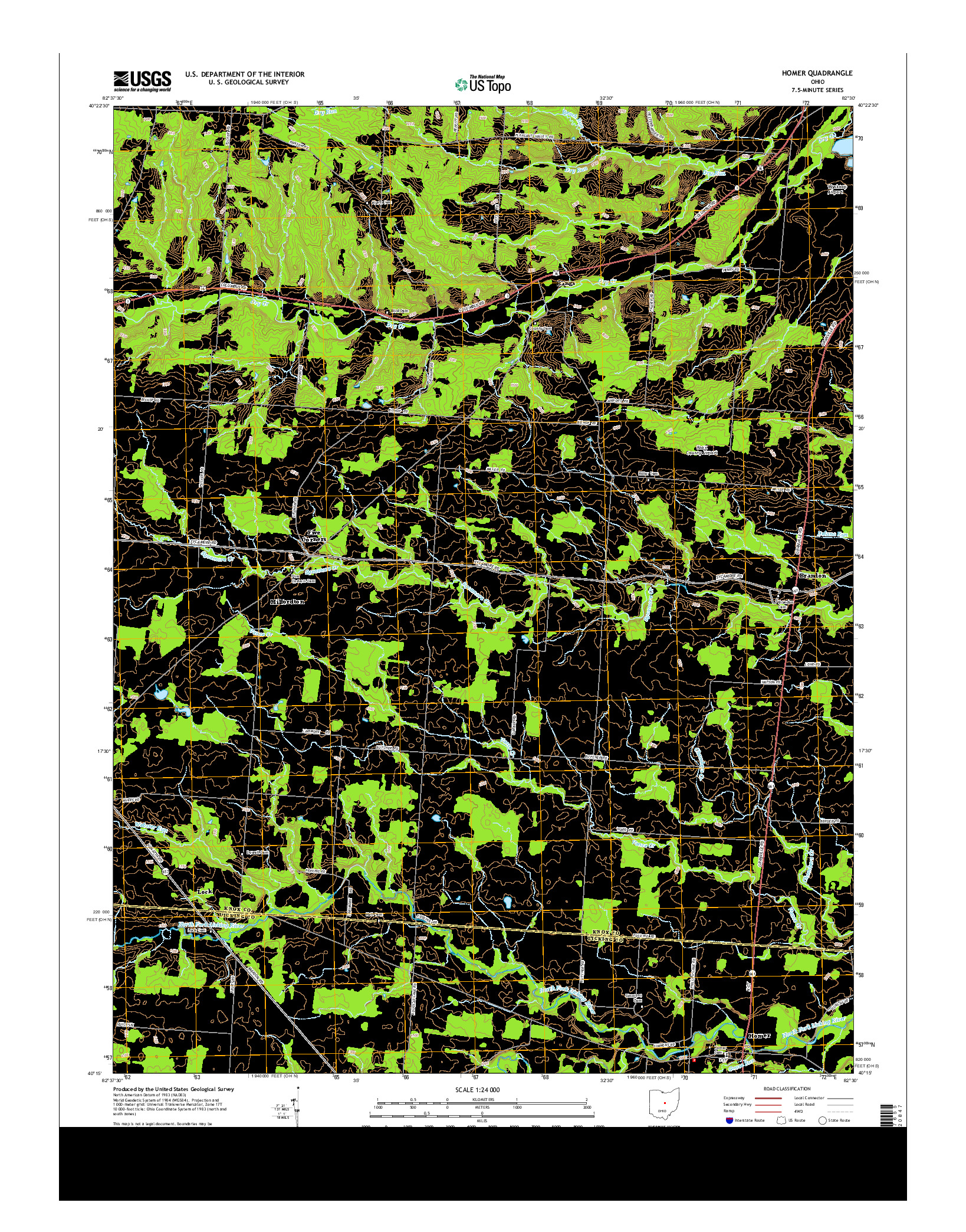 USGS US TOPO 7.5-MINUTE MAP FOR HOMER, OH 2013