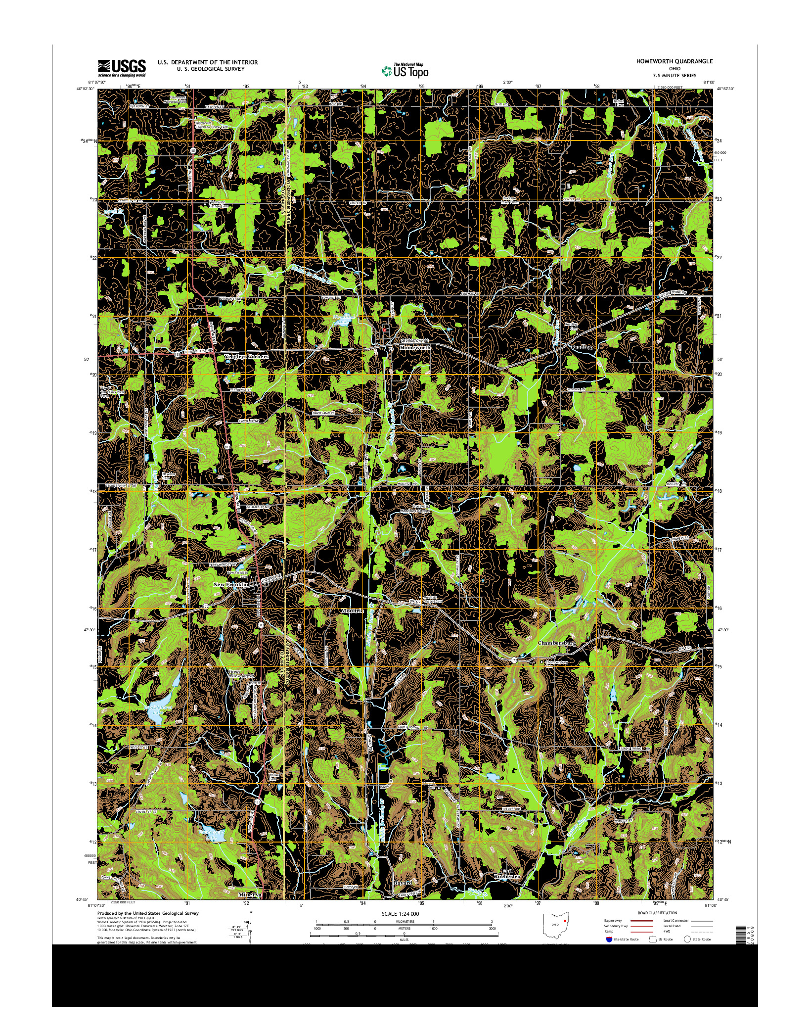 USGS US TOPO 7.5-MINUTE MAP FOR HOMEWORTH, OH 2013