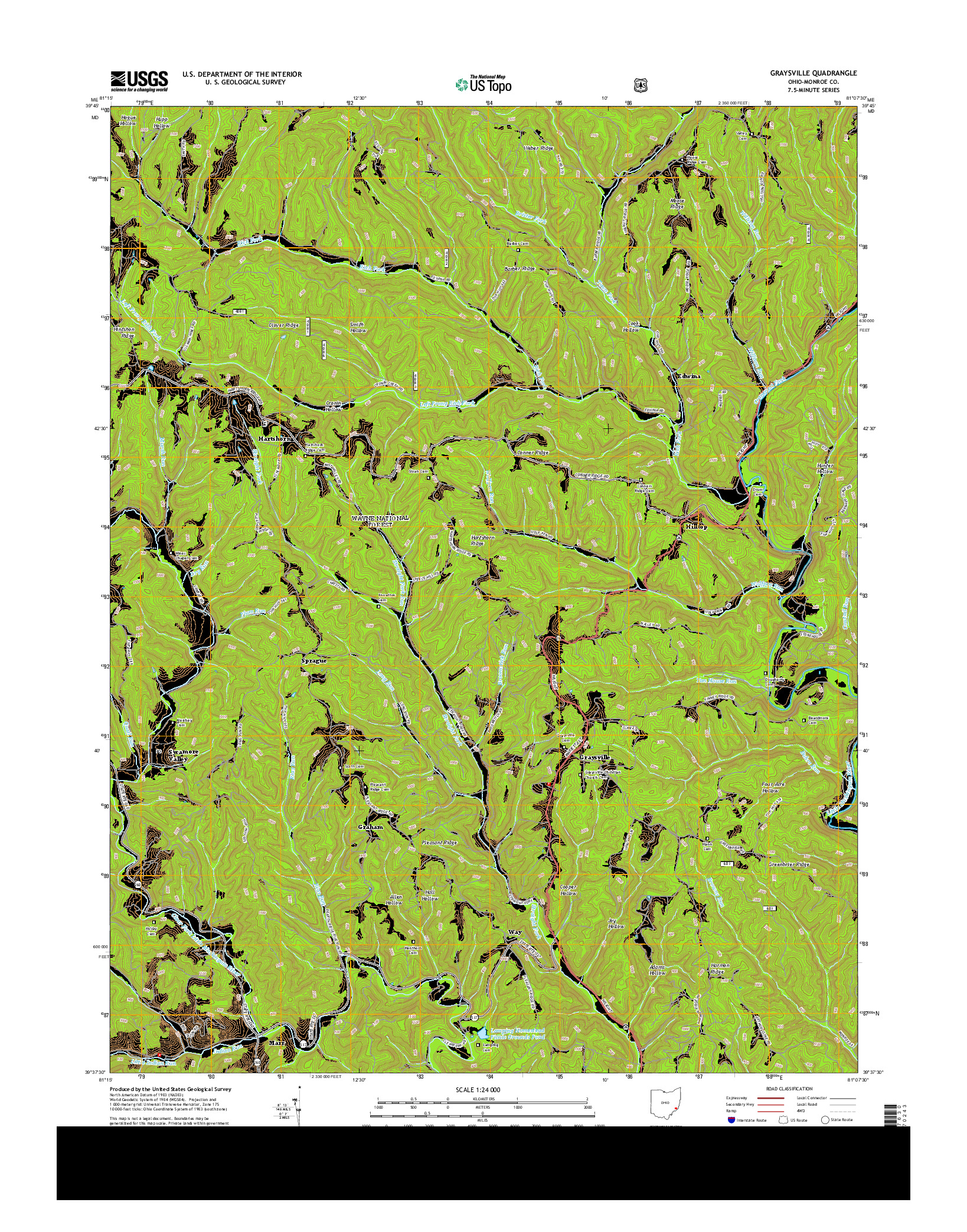 USGS US TOPO 7.5-MINUTE MAP FOR GRAYSVILLE, OH 2013