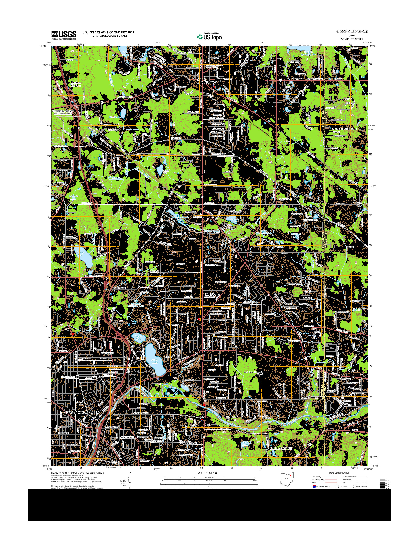 USGS US TOPO 7.5-MINUTE MAP FOR HUDSON, OH 2013