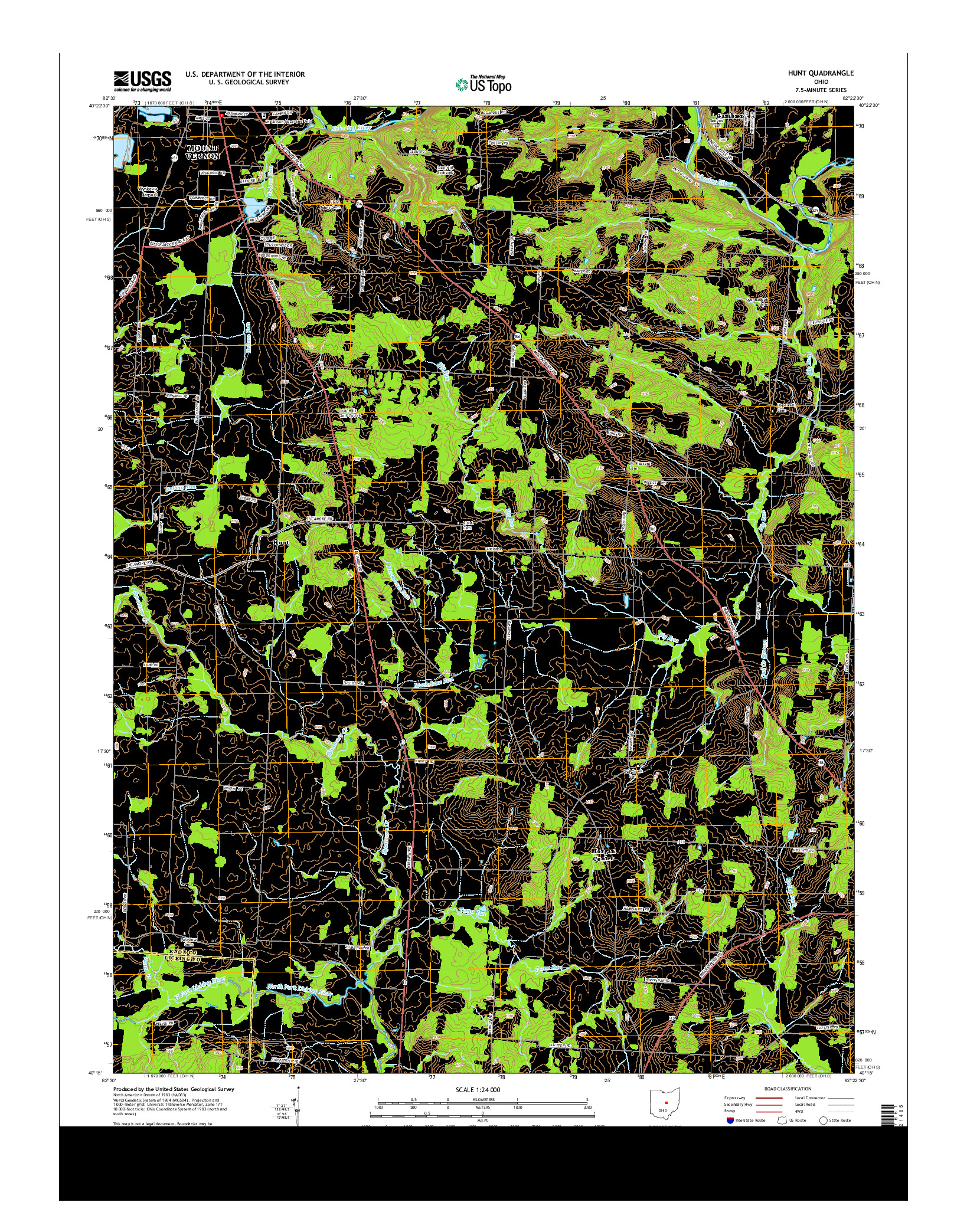 USGS US TOPO 7.5-MINUTE MAP FOR HUNT, OH 2013