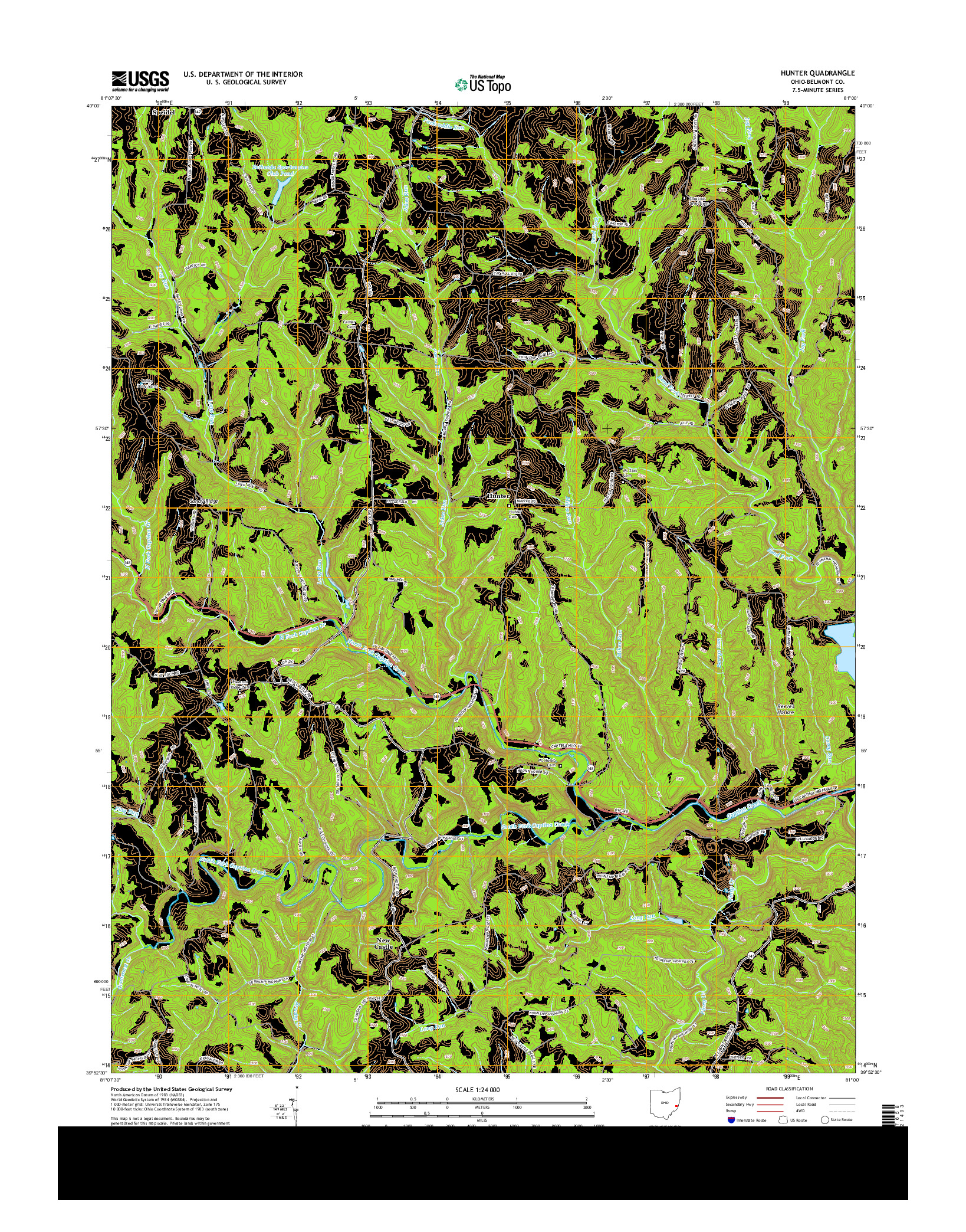 USGS US TOPO 7.5-MINUTE MAP FOR HUNTER, OH 2013