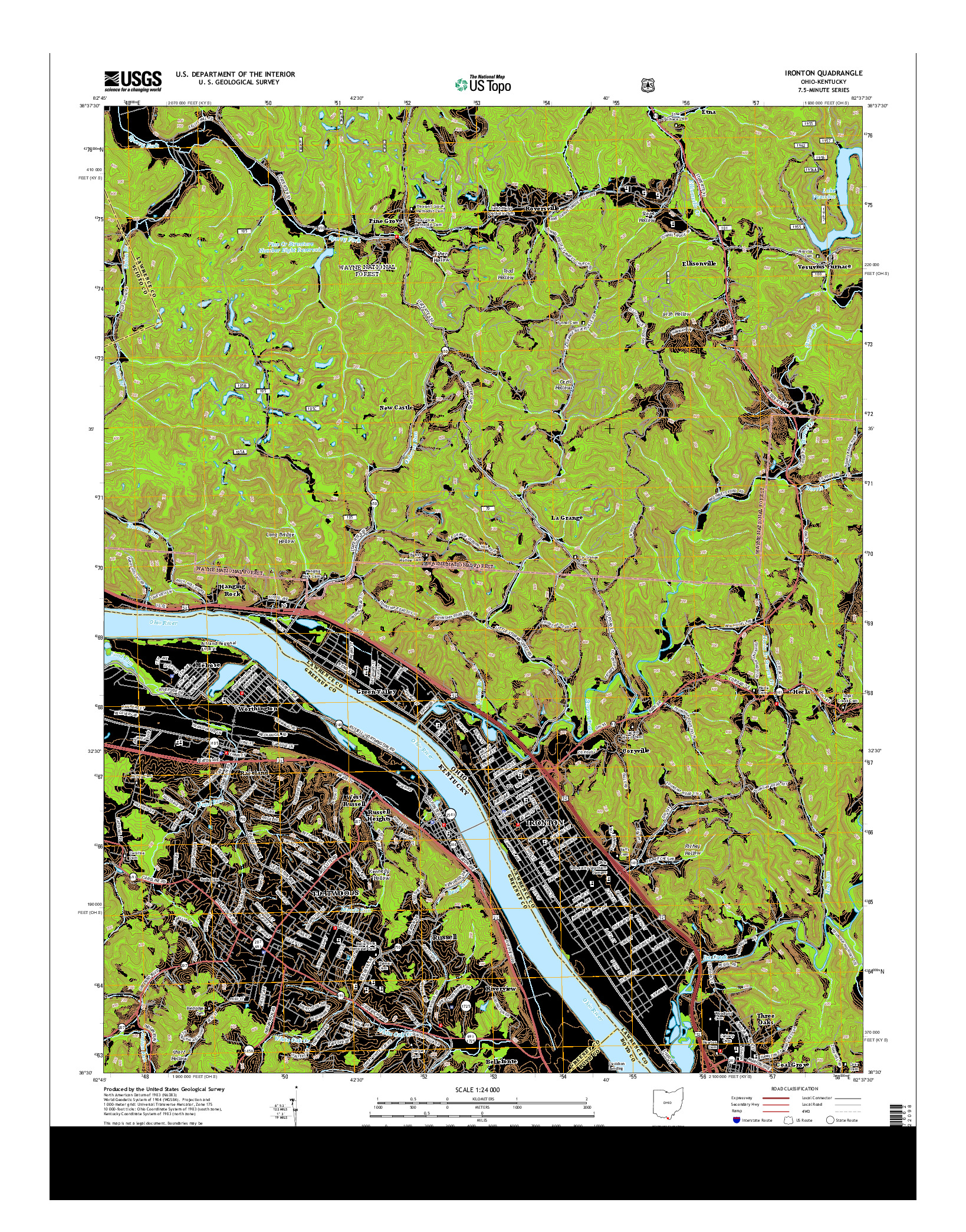 USGS US TOPO 7.5-MINUTE MAP FOR IRONTON, OH-KY 2013