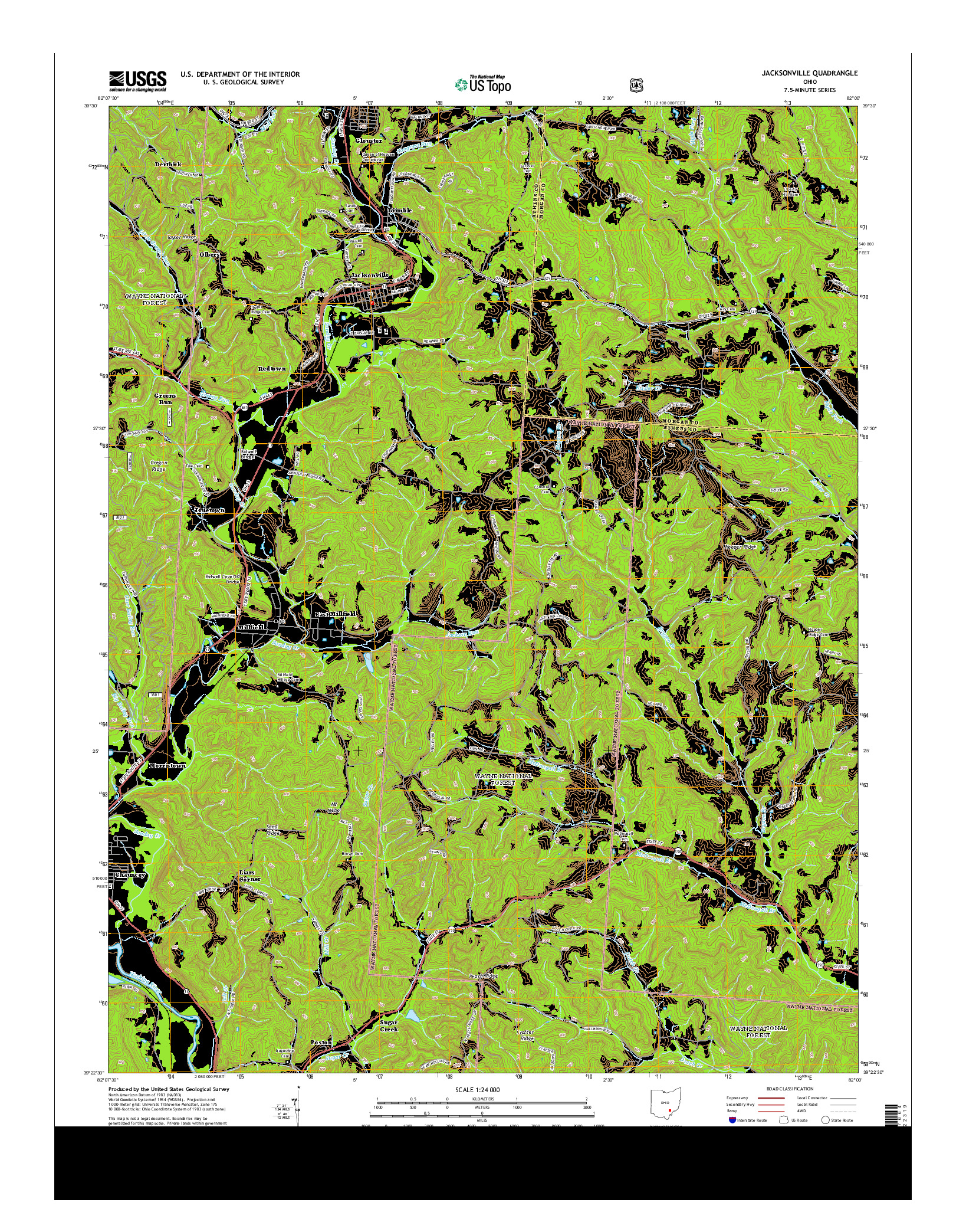 USGS US TOPO 7.5-MINUTE MAP FOR JACKSONVILLE, OH 2013