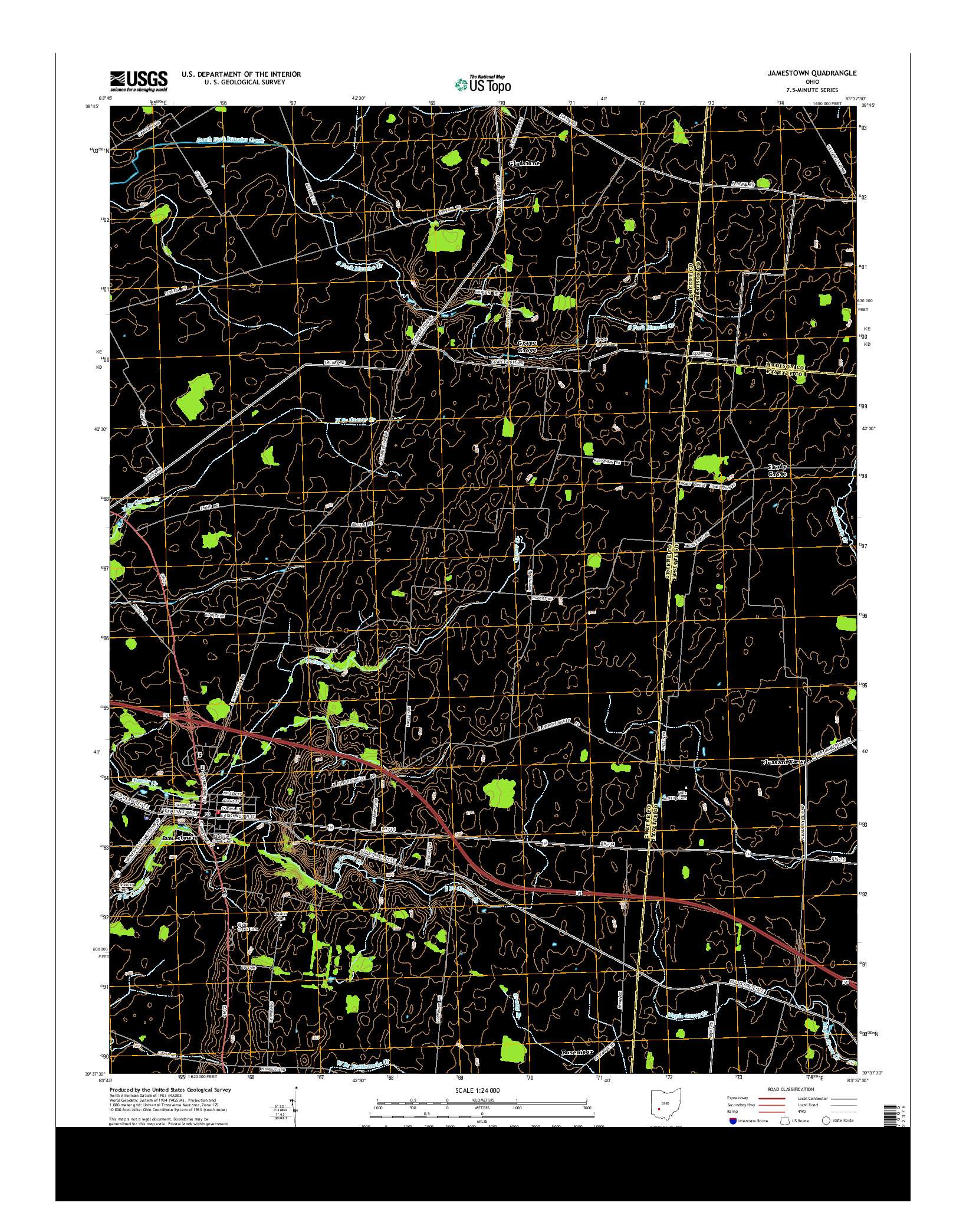 USGS US TOPO 7.5-MINUTE MAP FOR JAMESTOWN, OH 2013