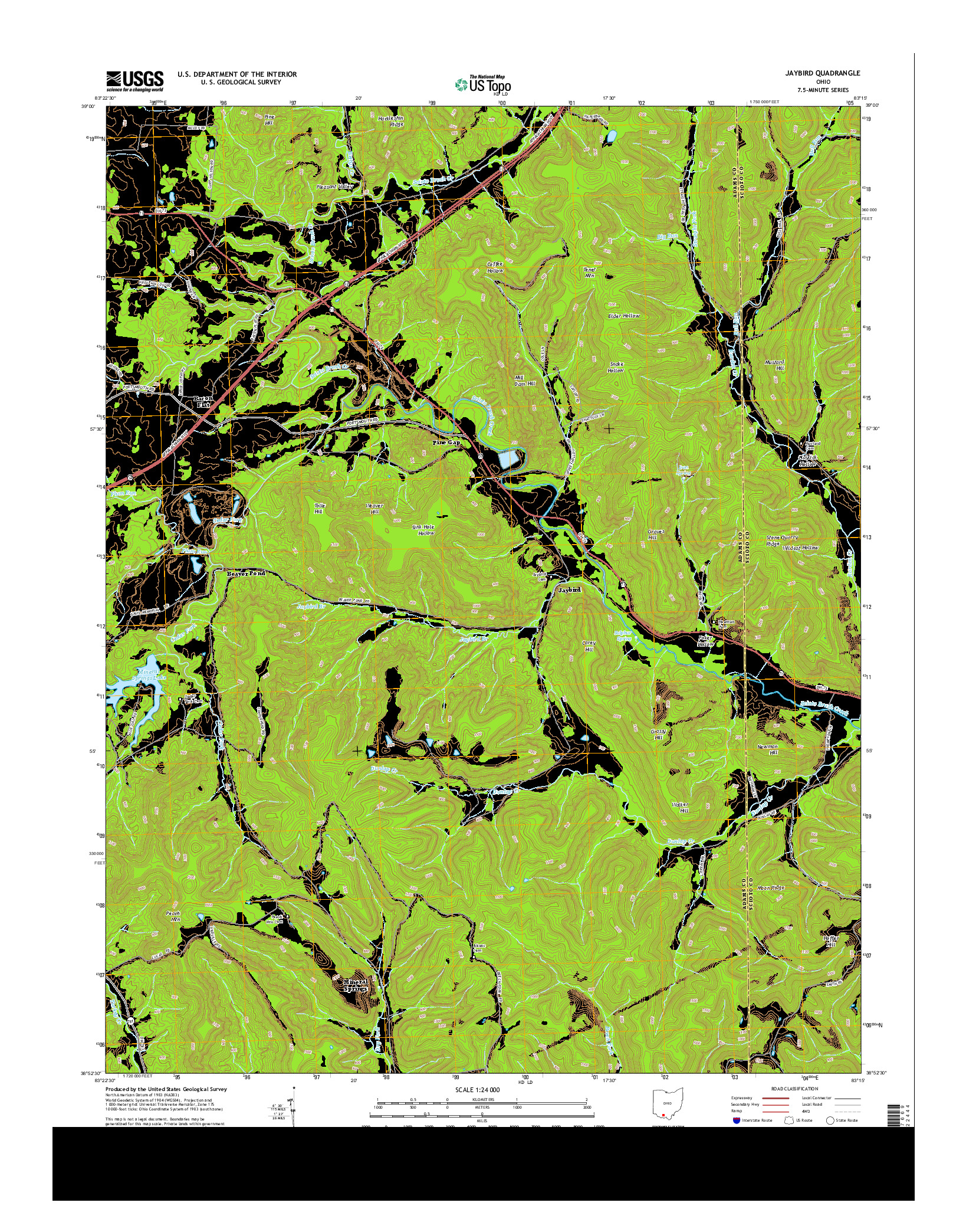 USGS US TOPO 7.5-MINUTE MAP FOR JAYBIRD, OH 2013