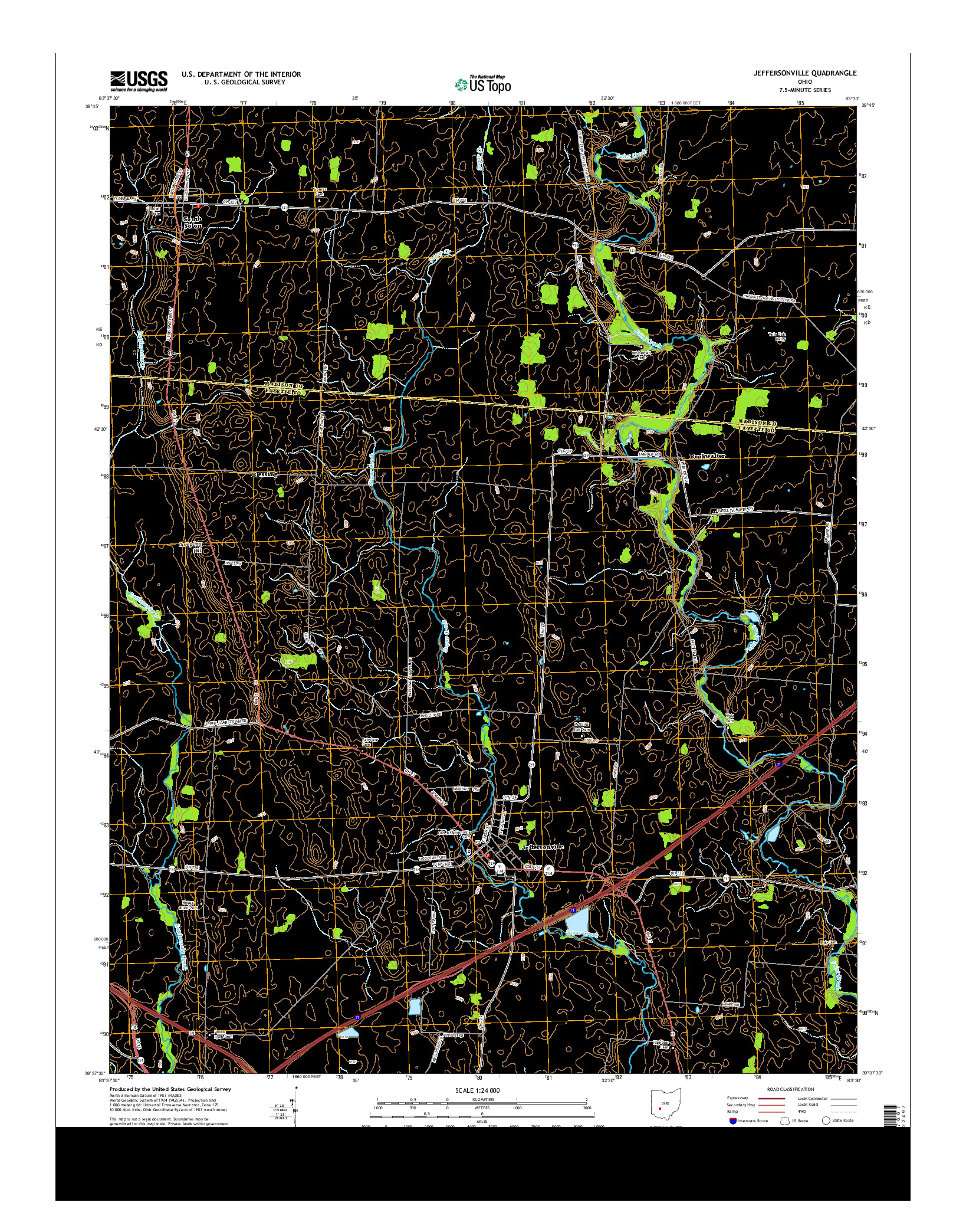 USGS US TOPO 7.5-MINUTE MAP FOR JEFFERSONVILLE, OH 2013