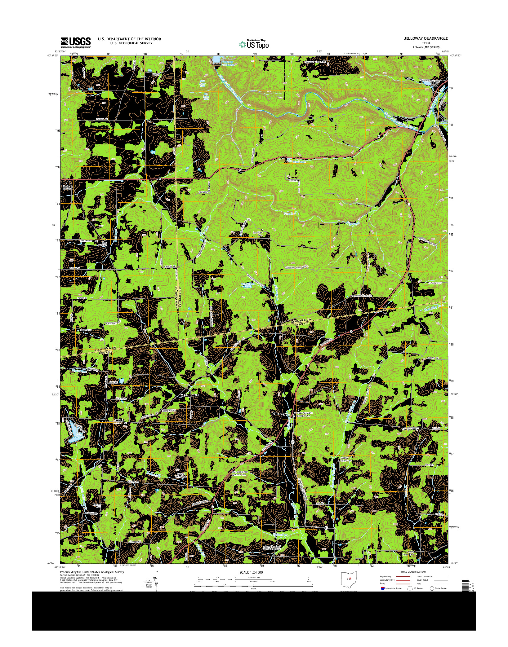 USGS US TOPO 7.5-MINUTE MAP FOR JELLOWAY, OH 2013
