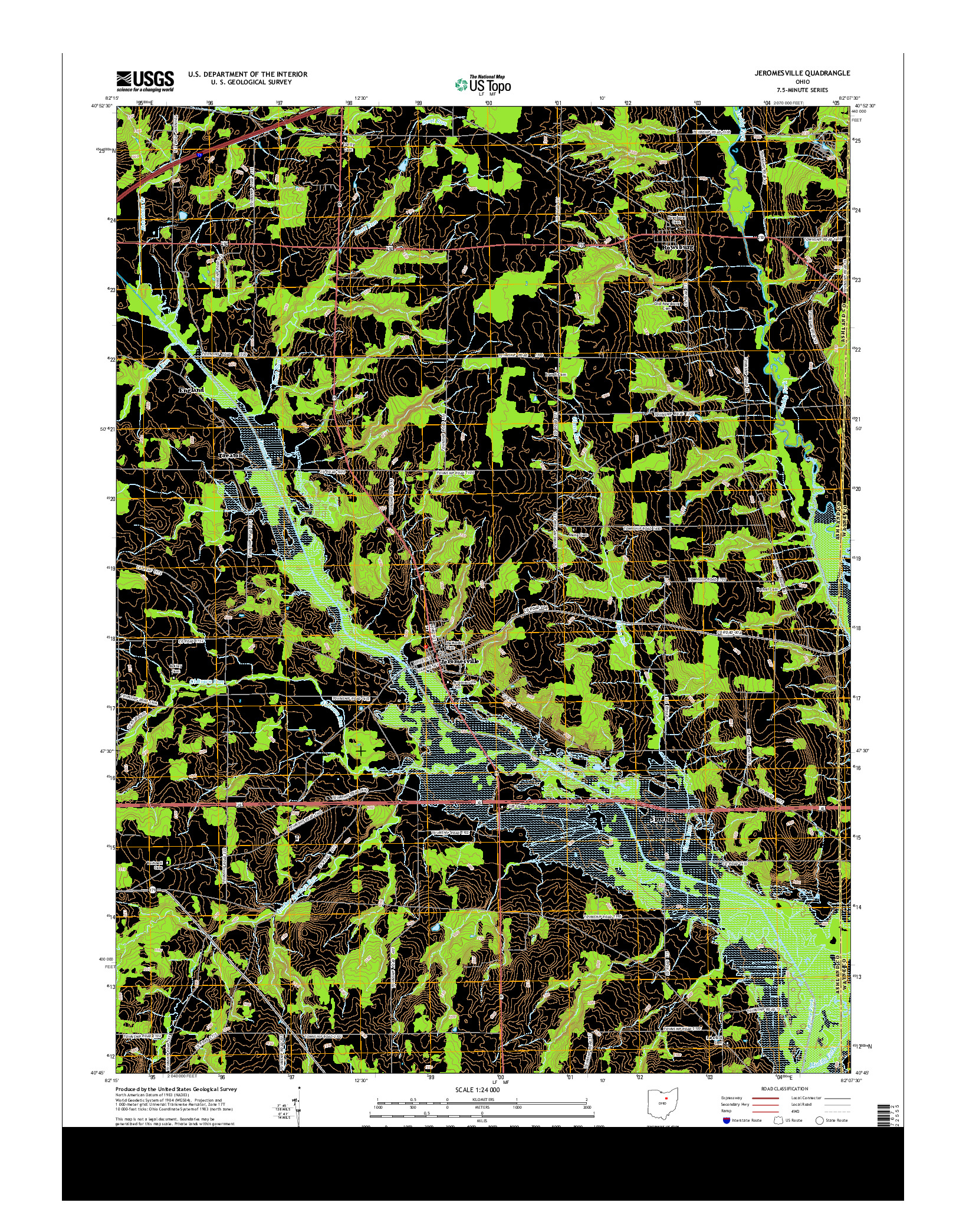 USGS US TOPO 7.5-MINUTE MAP FOR JEROMESVILLE, OH 2013