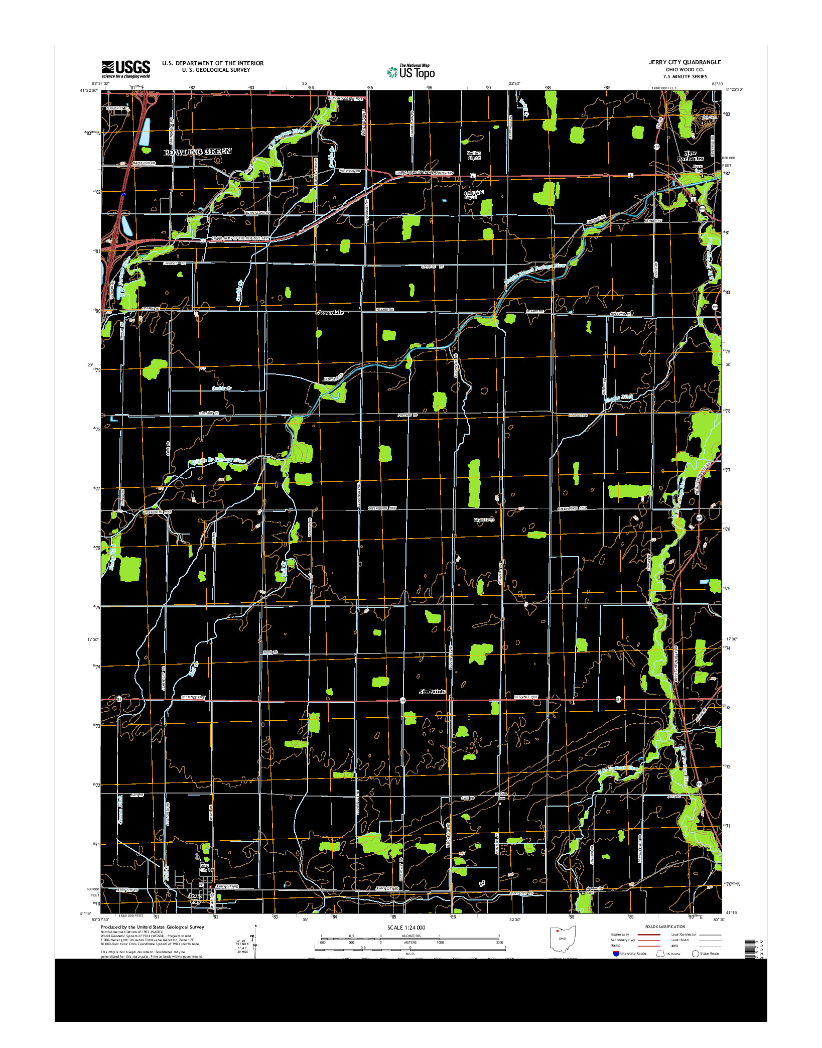 USGS US TOPO 7.5-MINUTE MAP FOR JERRY CITY, OH 2013