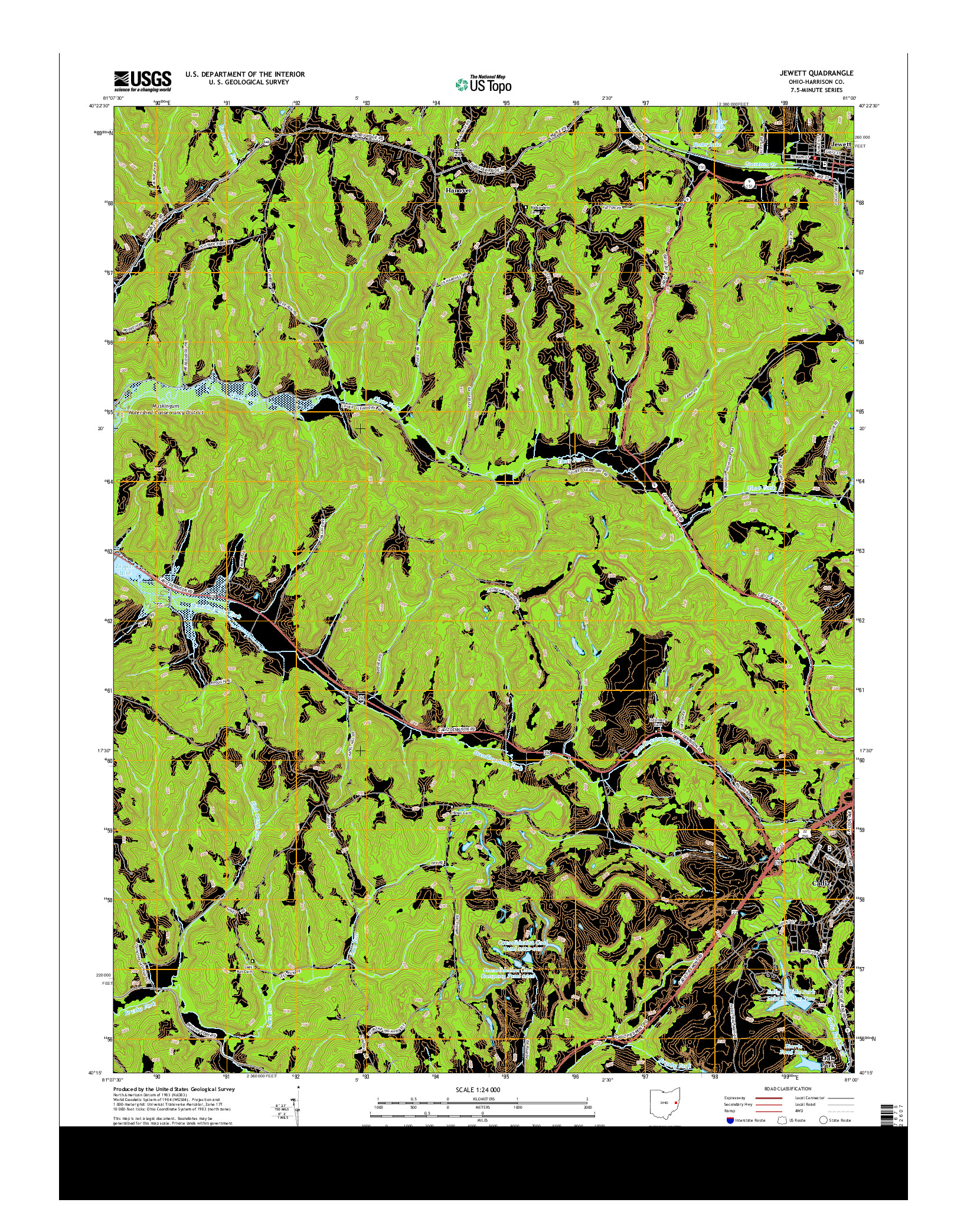 USGS US TOPO 7.5-MINUTE MAP FOR JEWETT, OH 2013