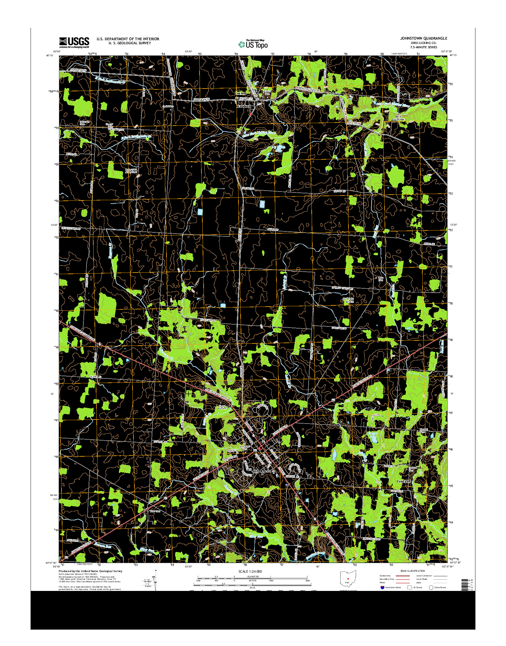 USGS US TOPO 7.5-MINUTE MAP FOR JOHNSTOWN, OH 2013