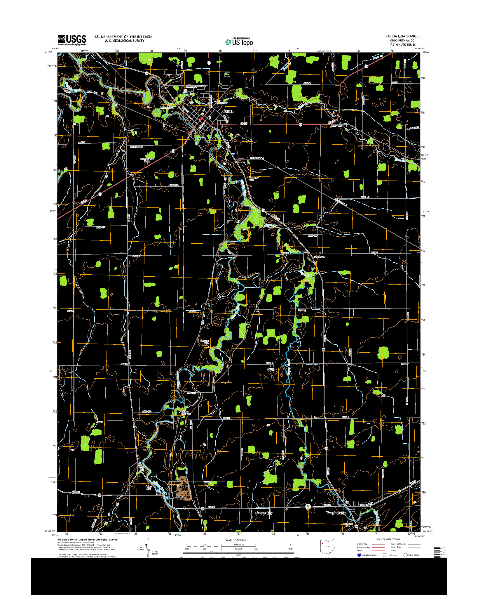 USGS US TOPO 7.5-MINUTE MAP FOR KALIDA, OH 2013