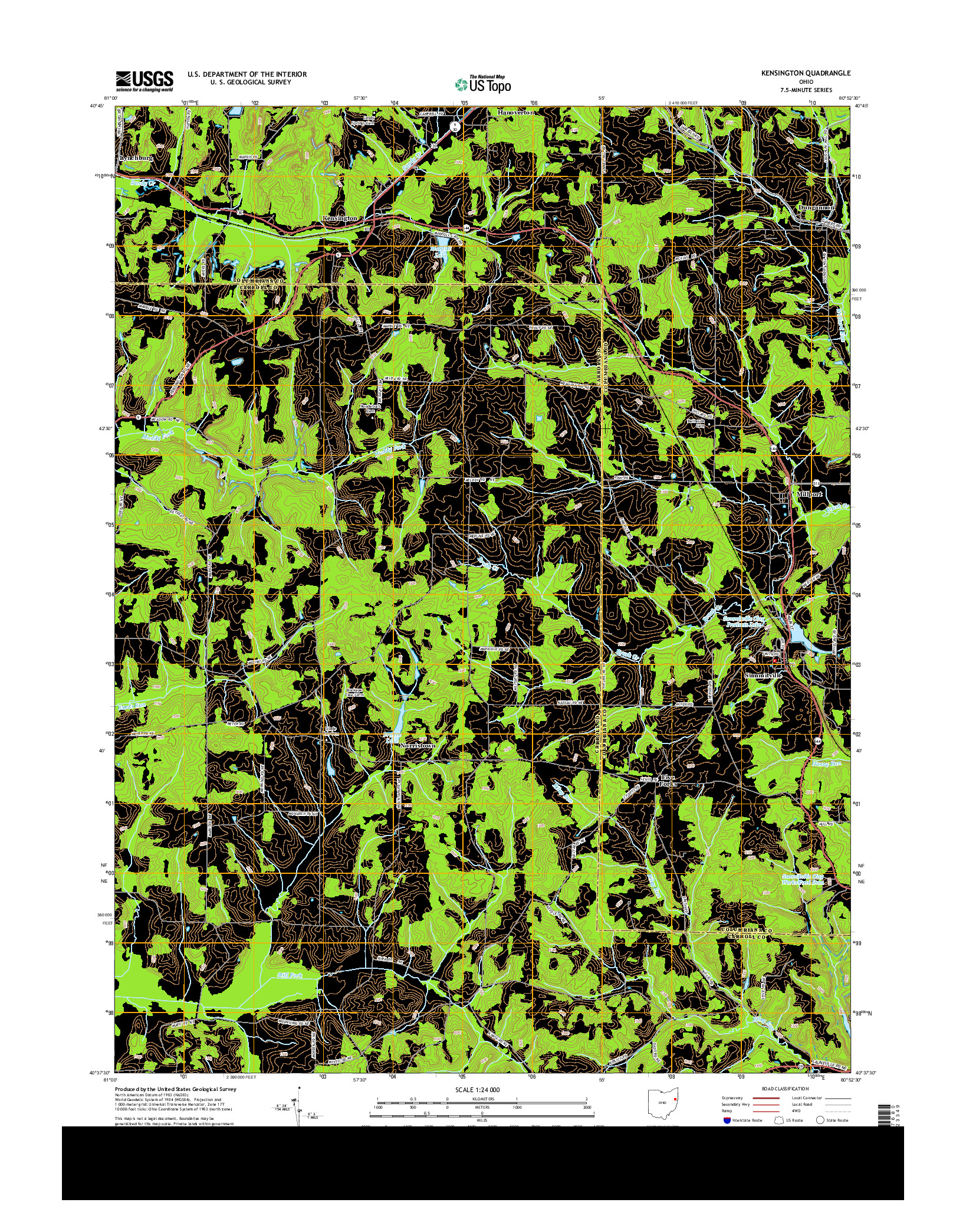 USGS US TOPO 7.5-MINUTE MAP FOR KENSINGTON, OH 2013