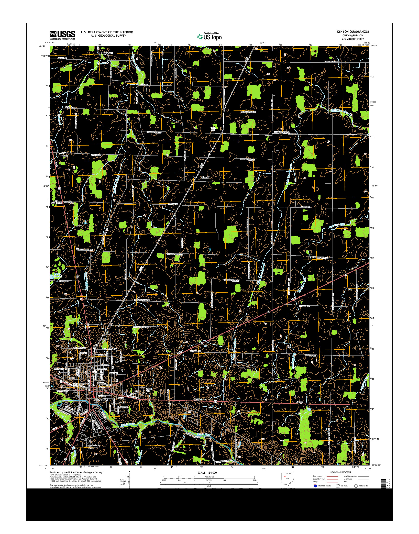 USGS US TOPO 7.5-MINUTE MAP FOR KENTON, OH 2013