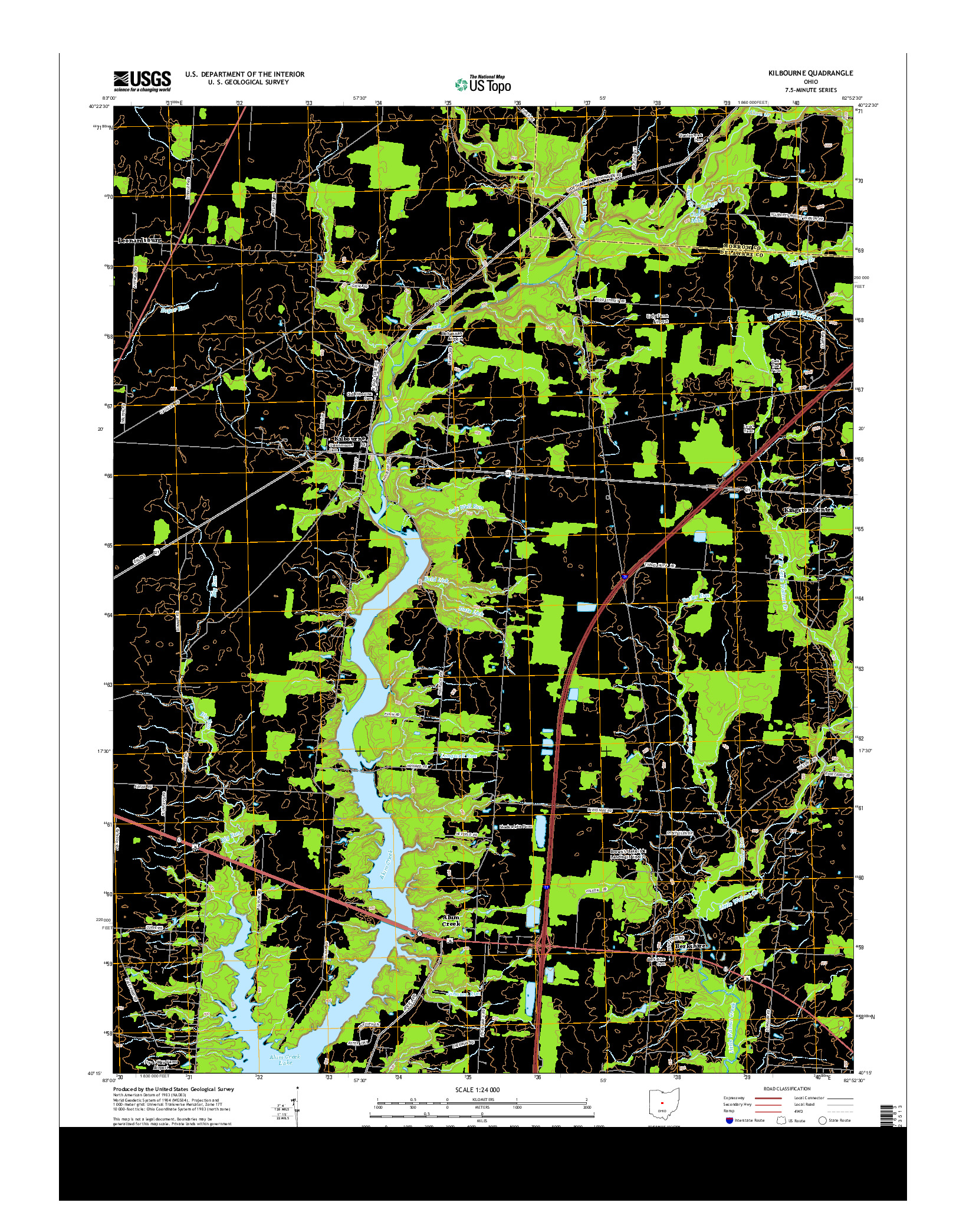 USGS US TOPO 7.5-MINUTE MAP FOR KILBOURNE, OH 2013