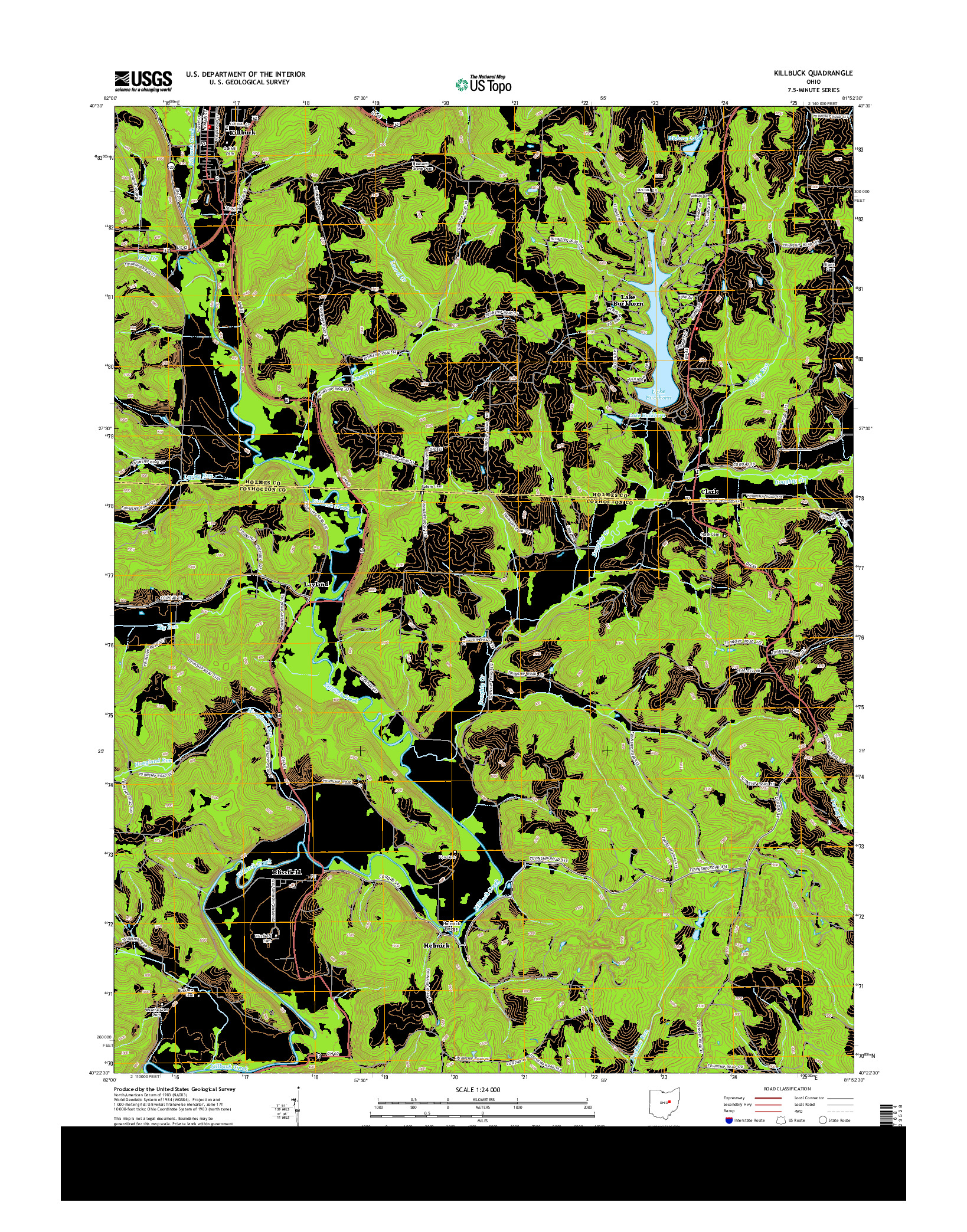 USGS US TOPO 7.5-MINUTE MAP FOR KILLBUCK, OH 2013