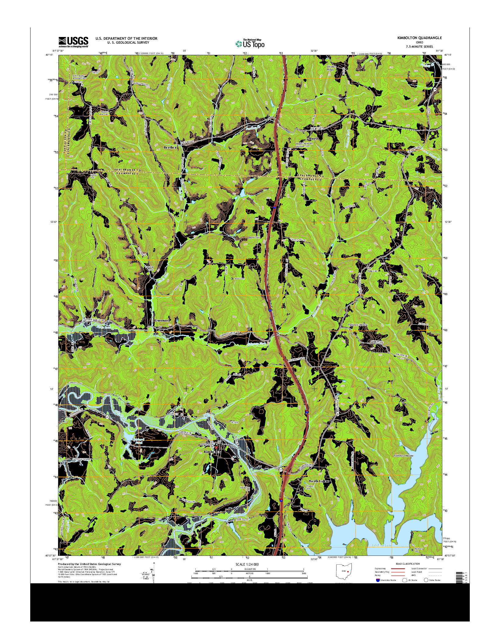 USGS US TOPO 7.5-MINUTE MAP FOR KIMBOLTON, OH 2013