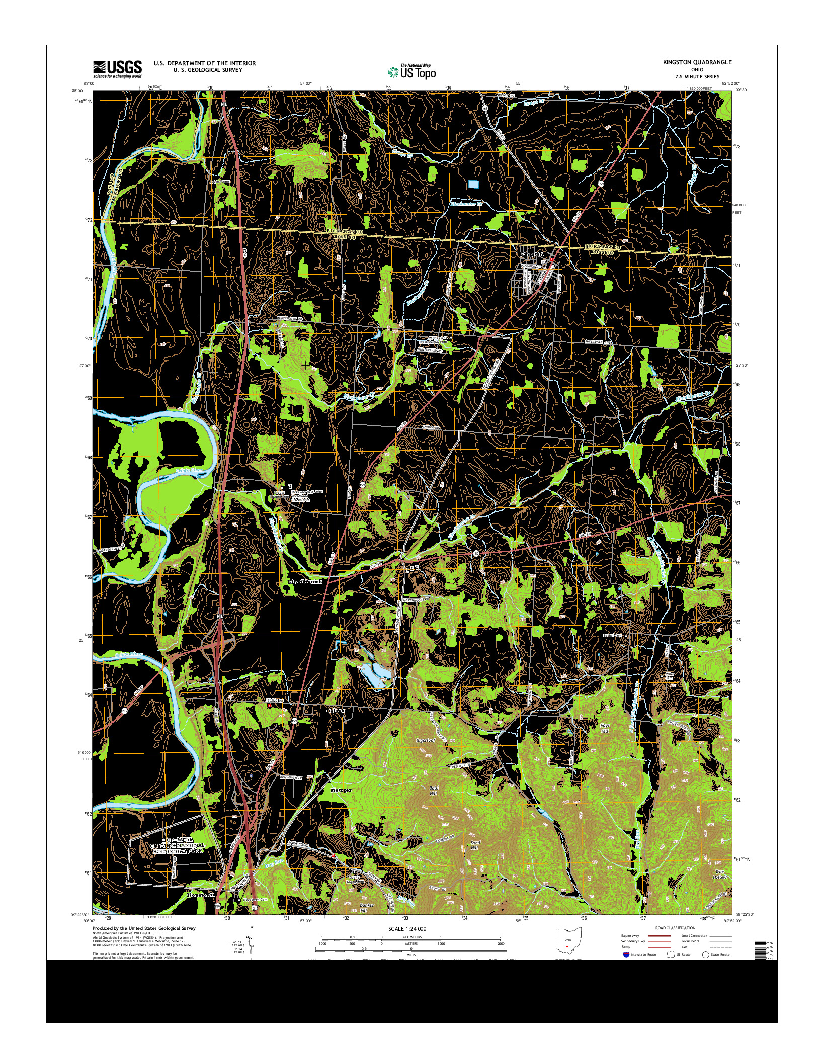 USGS US TOPO 7.5-MINUTE MAP FOR KINGSTON, OH 2013