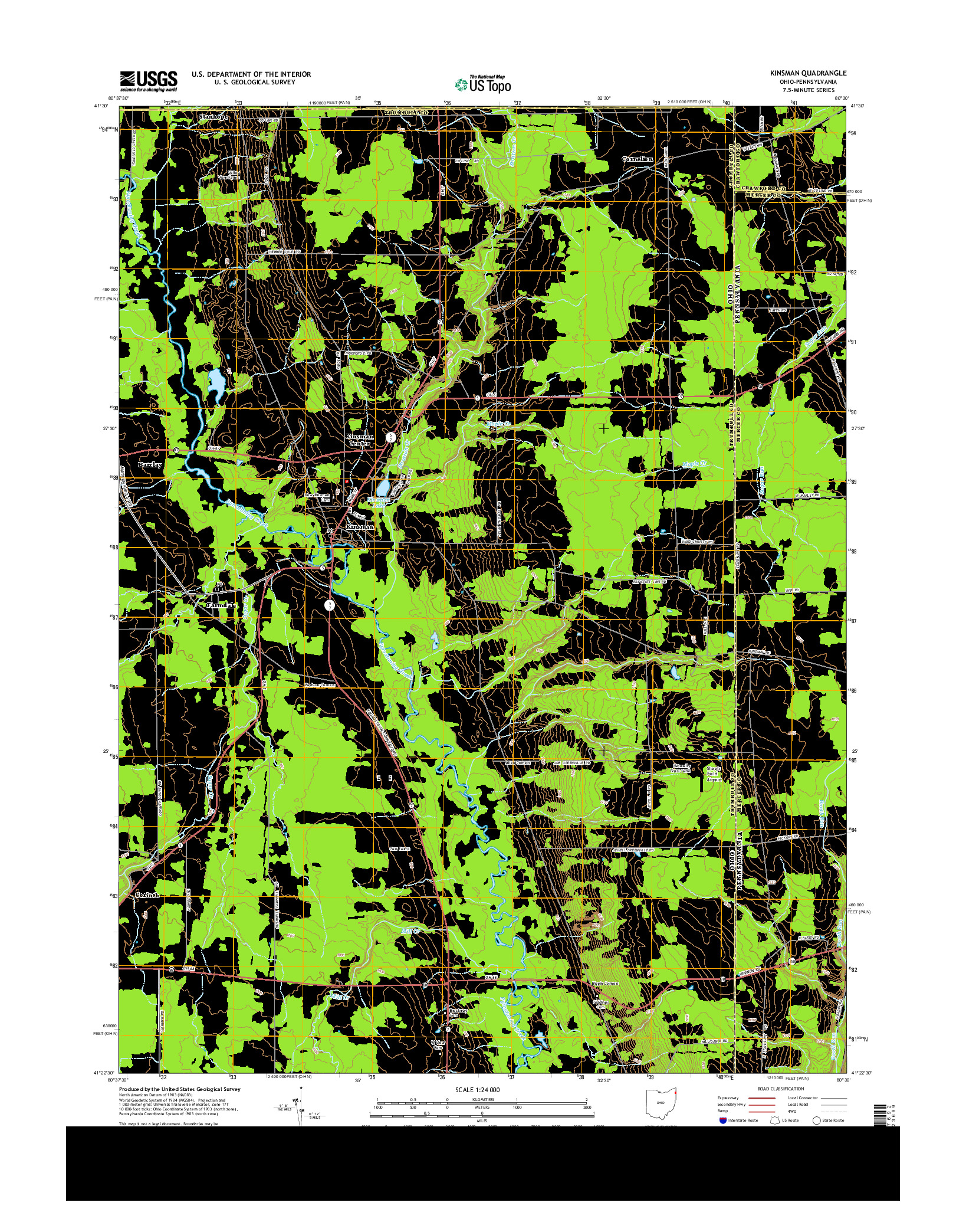 USGS US TOPO 7.5-MINUTE MAP FOR KINSMAN, OH-PA 2013